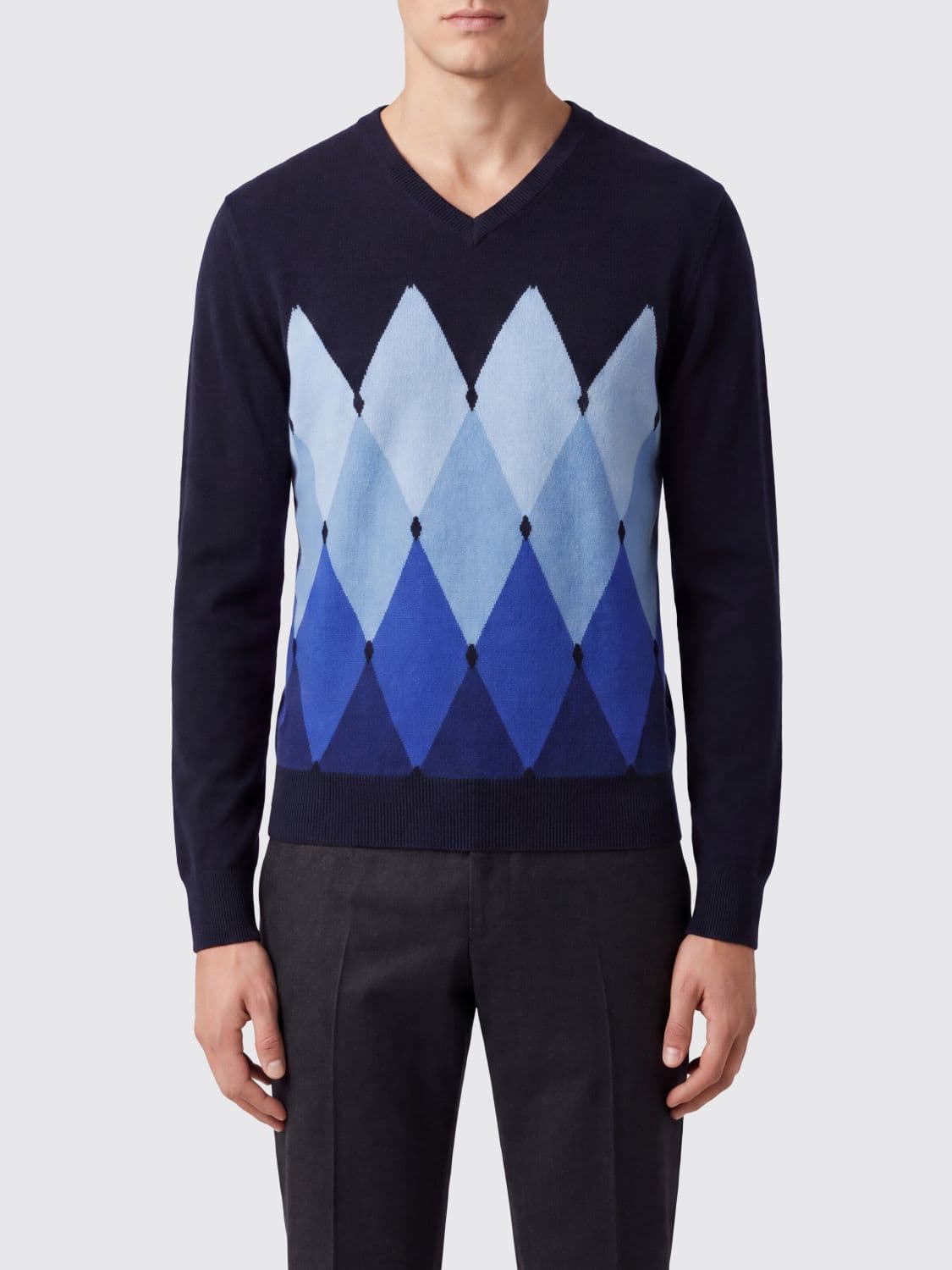 Ballantyne Argyle Pattern 100% Cashmere Crewneck Jumper