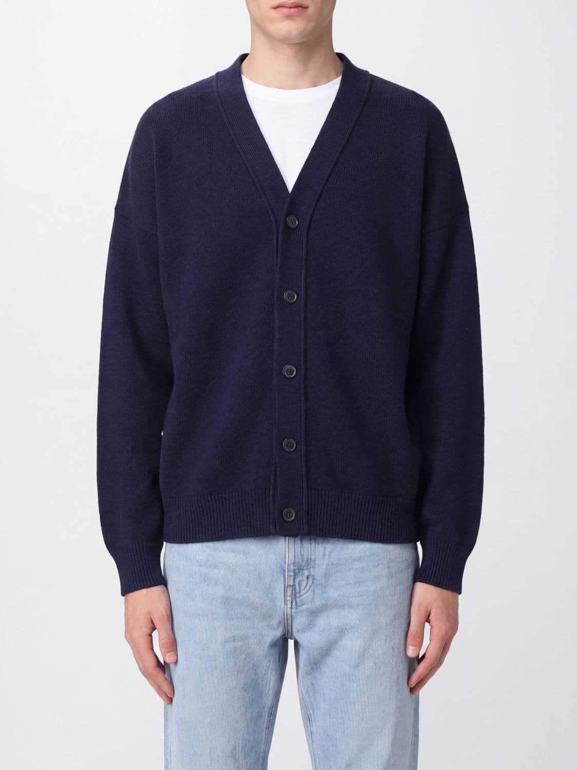Laneus V-Neck Wool Cardigan with Button Closure
