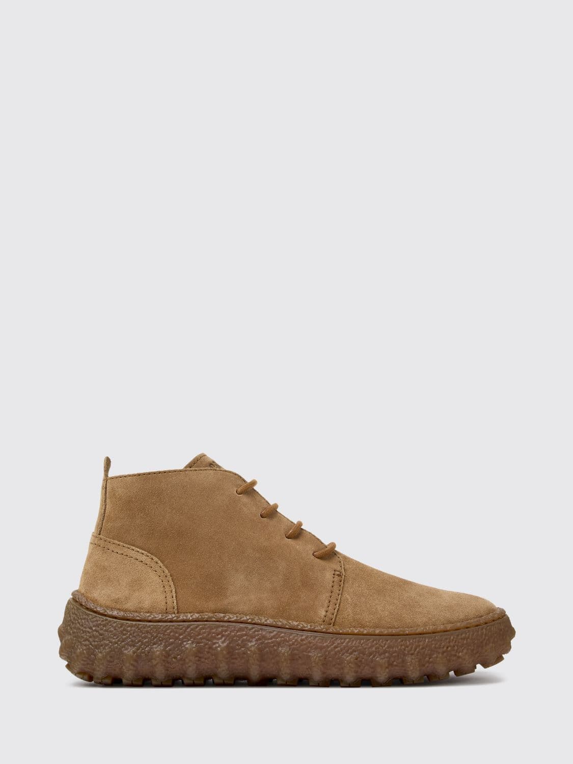 Camper Ground Lace-Up Suede Ankle Boots with Notched Sole