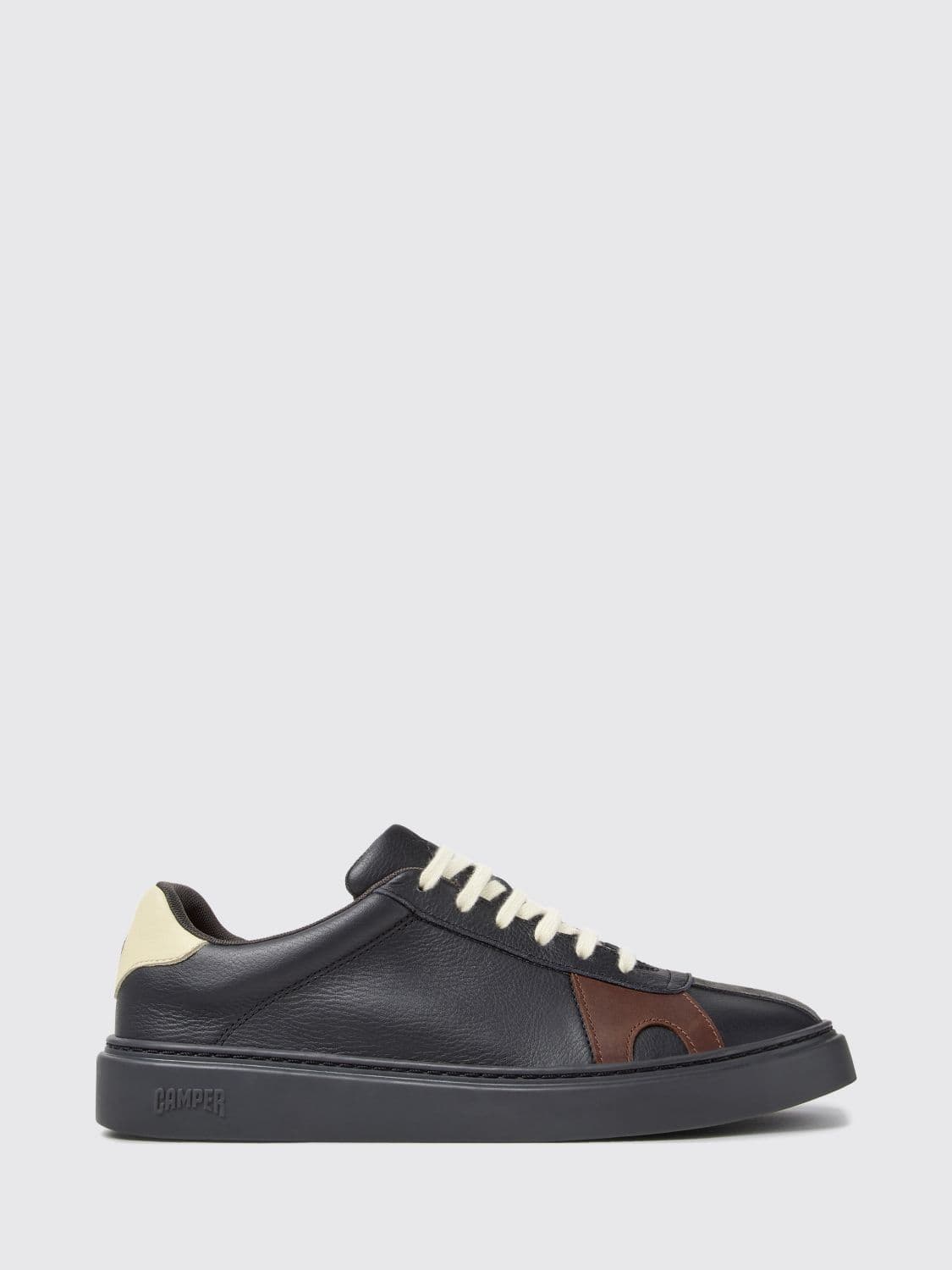 Camper Twins Low-Top Black Calfskin Trainers with Contrast Logo