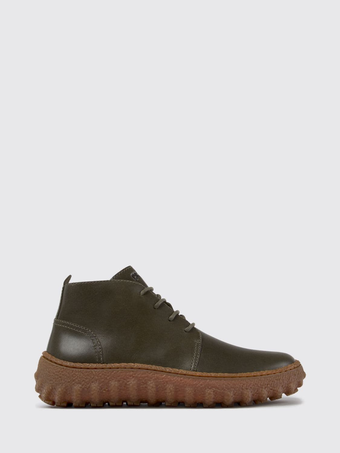 Camper Ground Lace-Up Smooth Leather Ankle Boots with Notched Sole