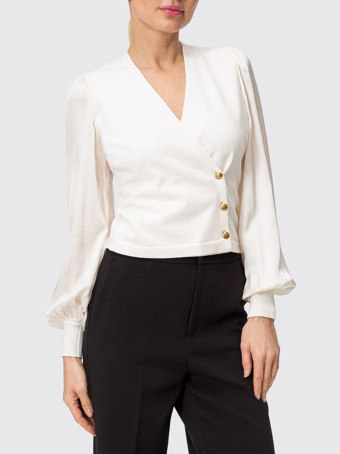 Twinset V-Neck Viscose Blend Wrap Knit Top