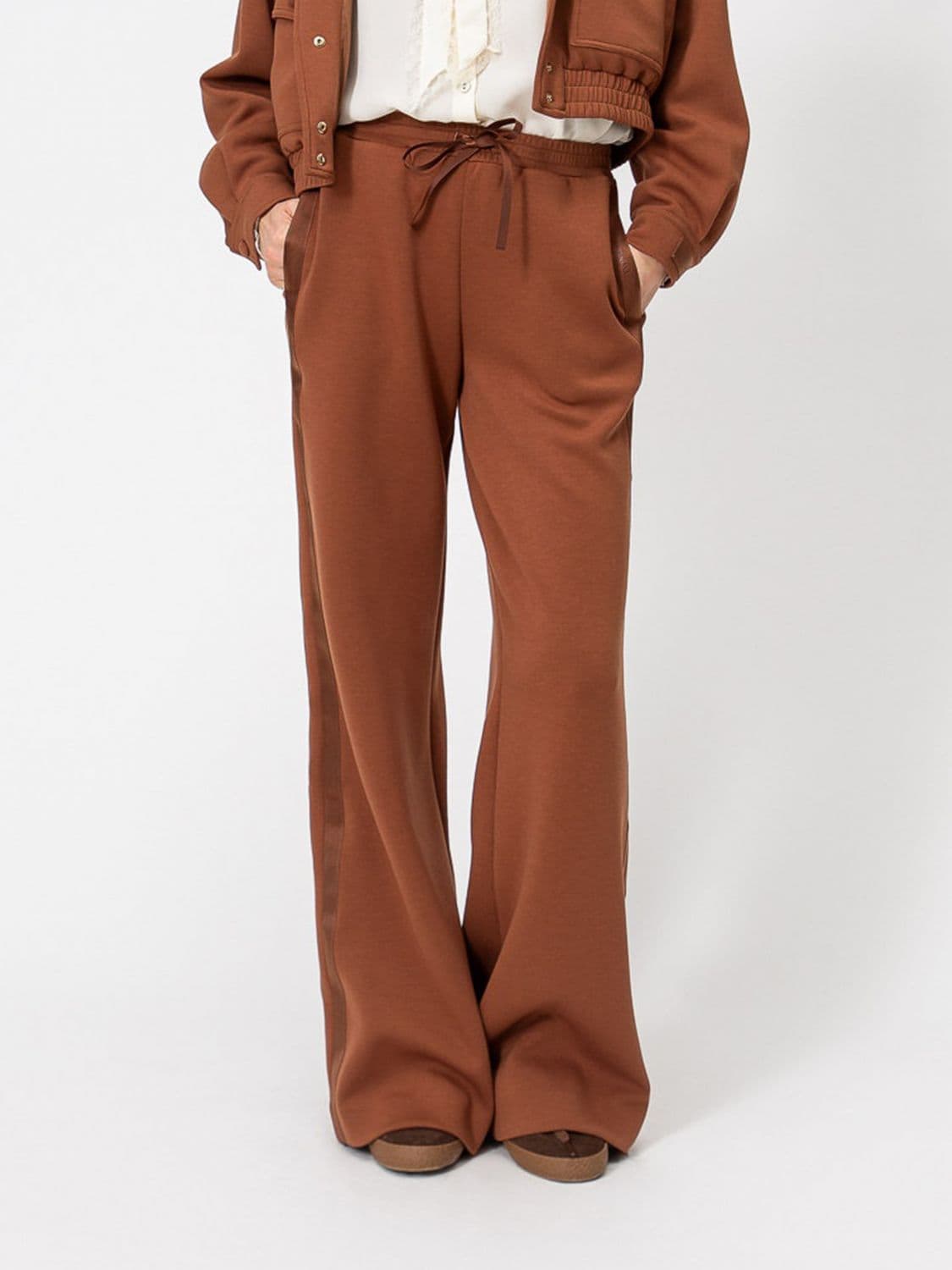 Twinset Wide-Leg Jersey Jogging Trousers with Drawstring