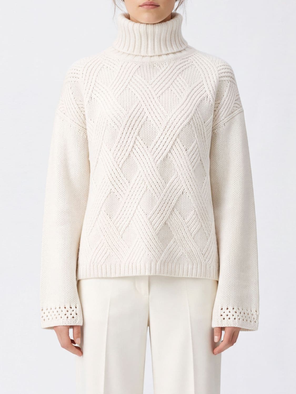 Twinset Wool and Cashmere Blend Turtleneck Jumper with Dropped Shoulders
