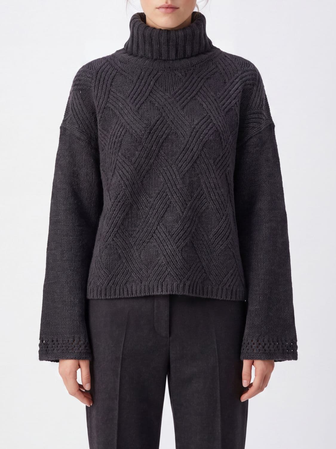 Twinset Wool and Cashmere Blend Turtleneck Jumper with Dropped Shoulders
