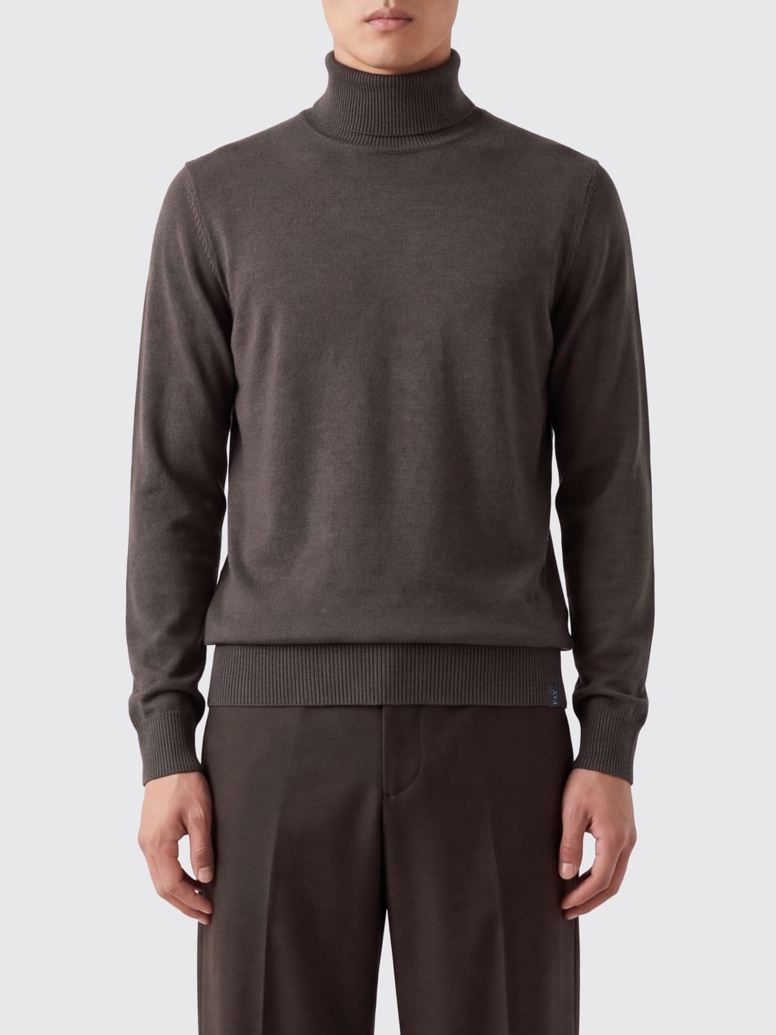 Fay Pure Virgin Wool Turtleneck Jumper with Ribbed Collar