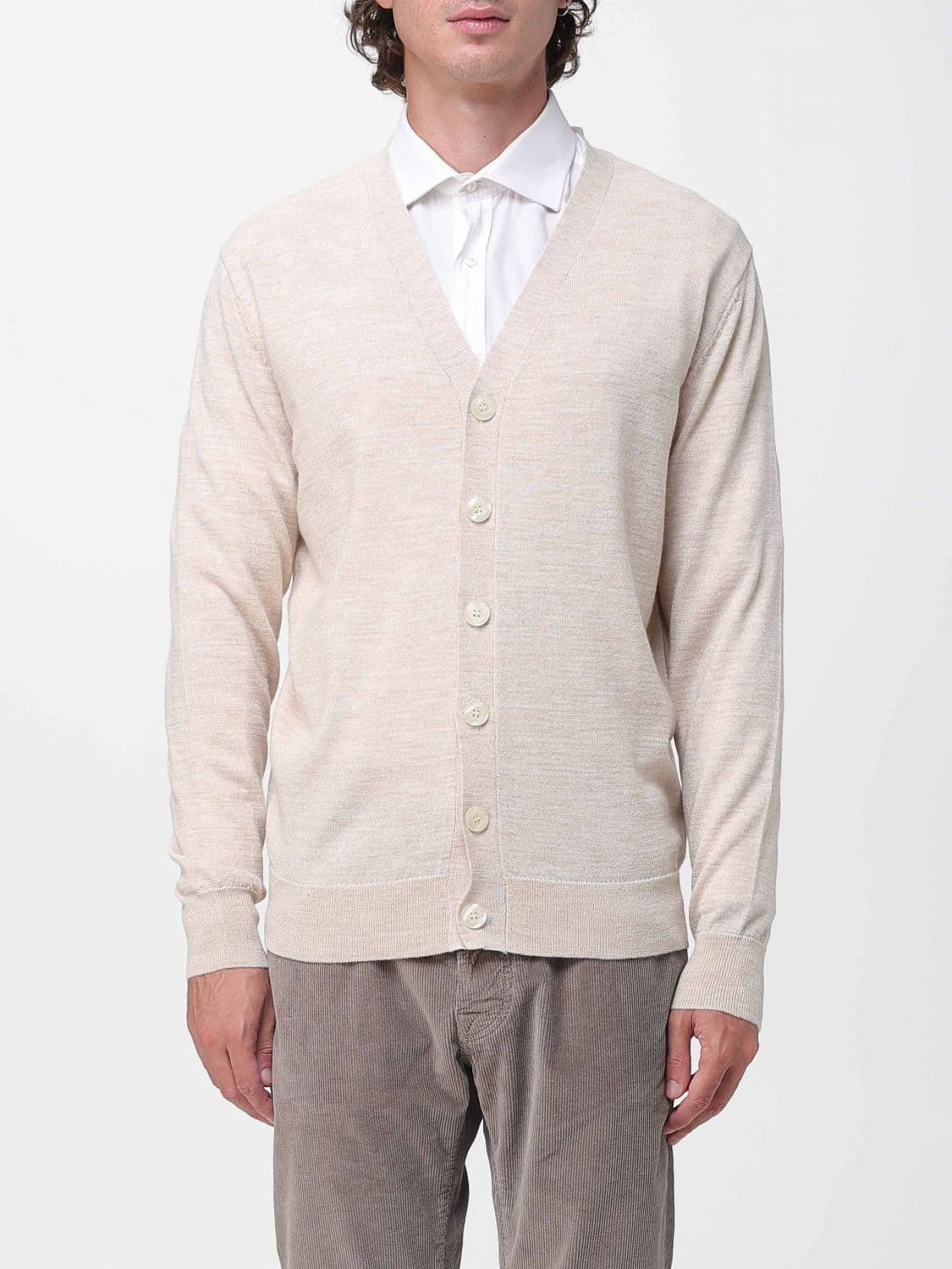 Diana Studio Merino Wool V-Neck Cardigan with Button Closure