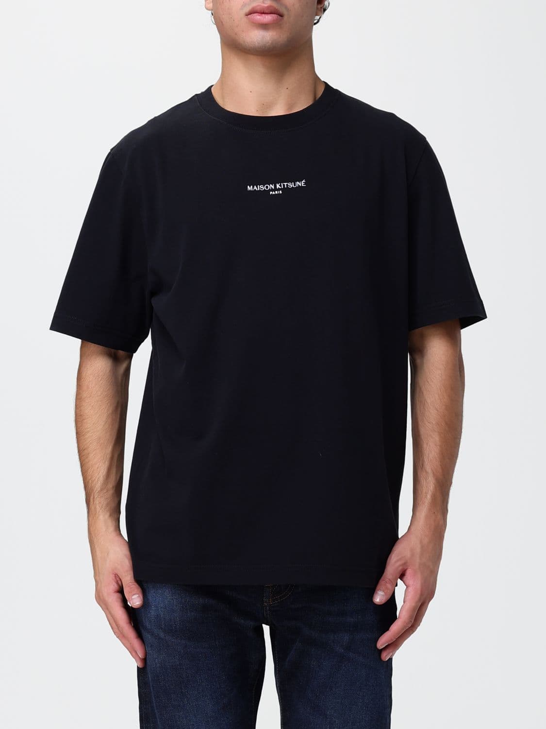 Maison Kitsuné Cotton T-Shirt with Contrast Logo and Crew Neck