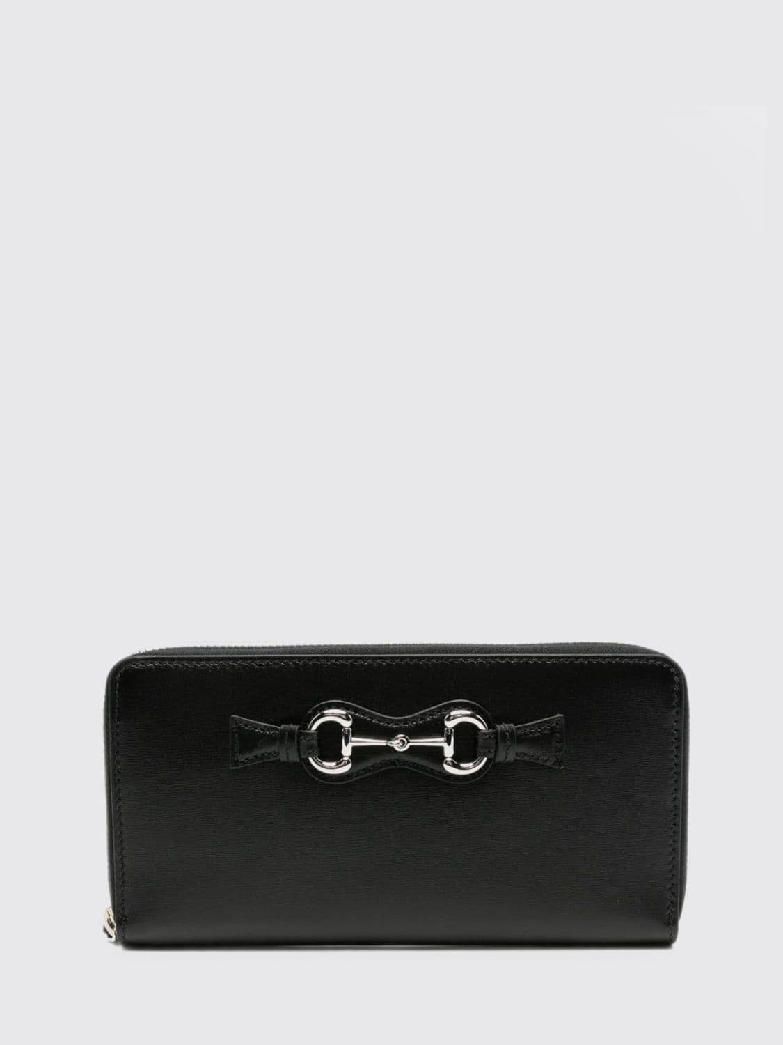 Gucci Horsebit Continental Wallet in Calfskin Leather with Zip Closure