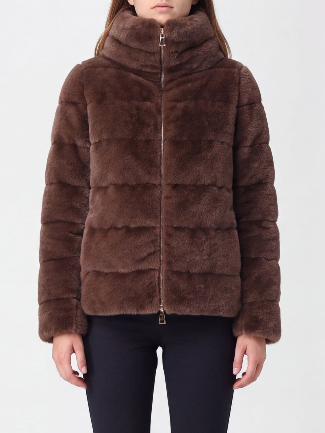 Herno Fur Coat Woman color Earth