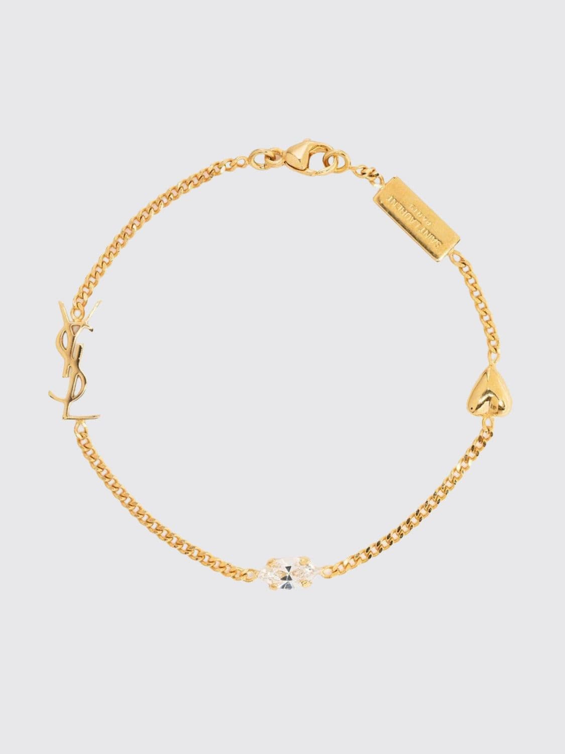 Saint Laurent Opyum Brass Bracelet with YSL Monogram and Crystals