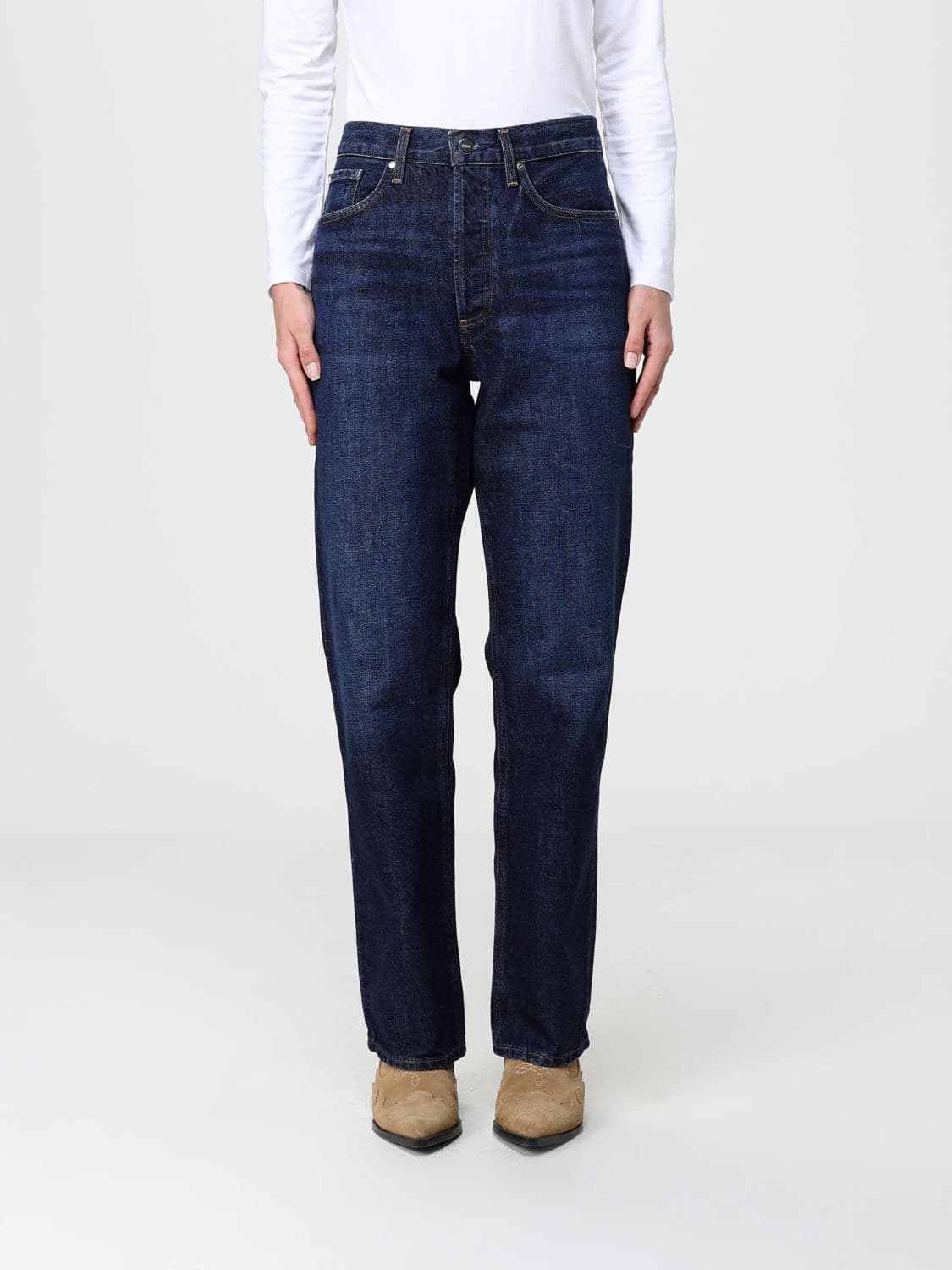Agolde Lana High-Waisted Straight Jeans in Cotton Denim with Five Pockets