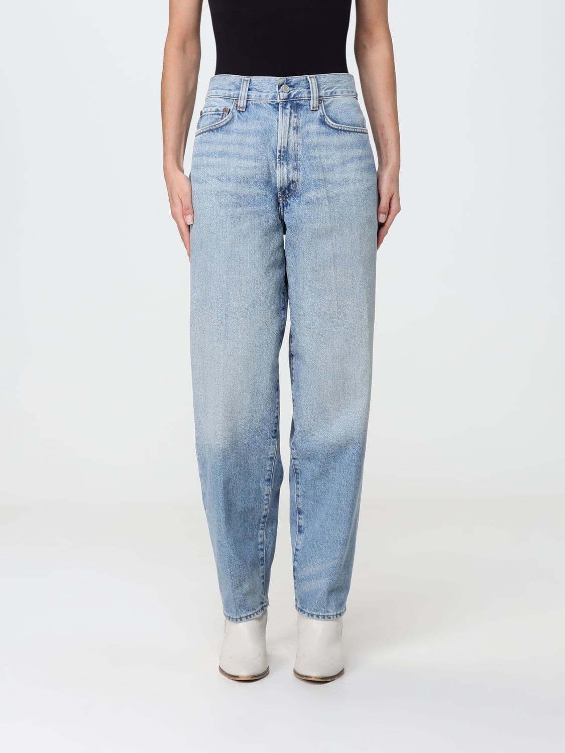 Agolde Shaw High-Waisted Wide Leg Jeans in Lyocell and Cotton Denim