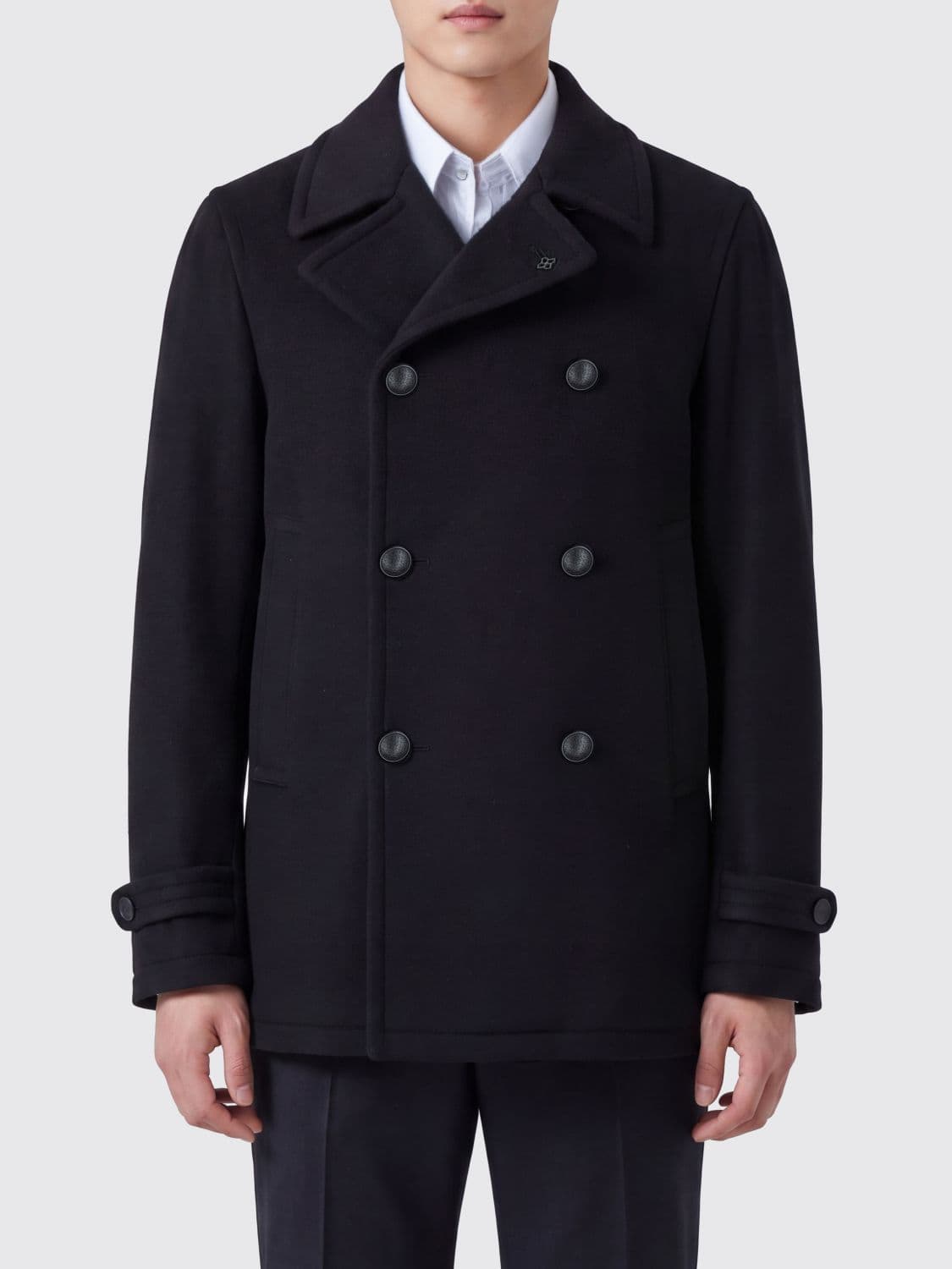 Tagliatore Double-Breasted Wool Peacoat with Adjustable Cuffs and Slit Pockets