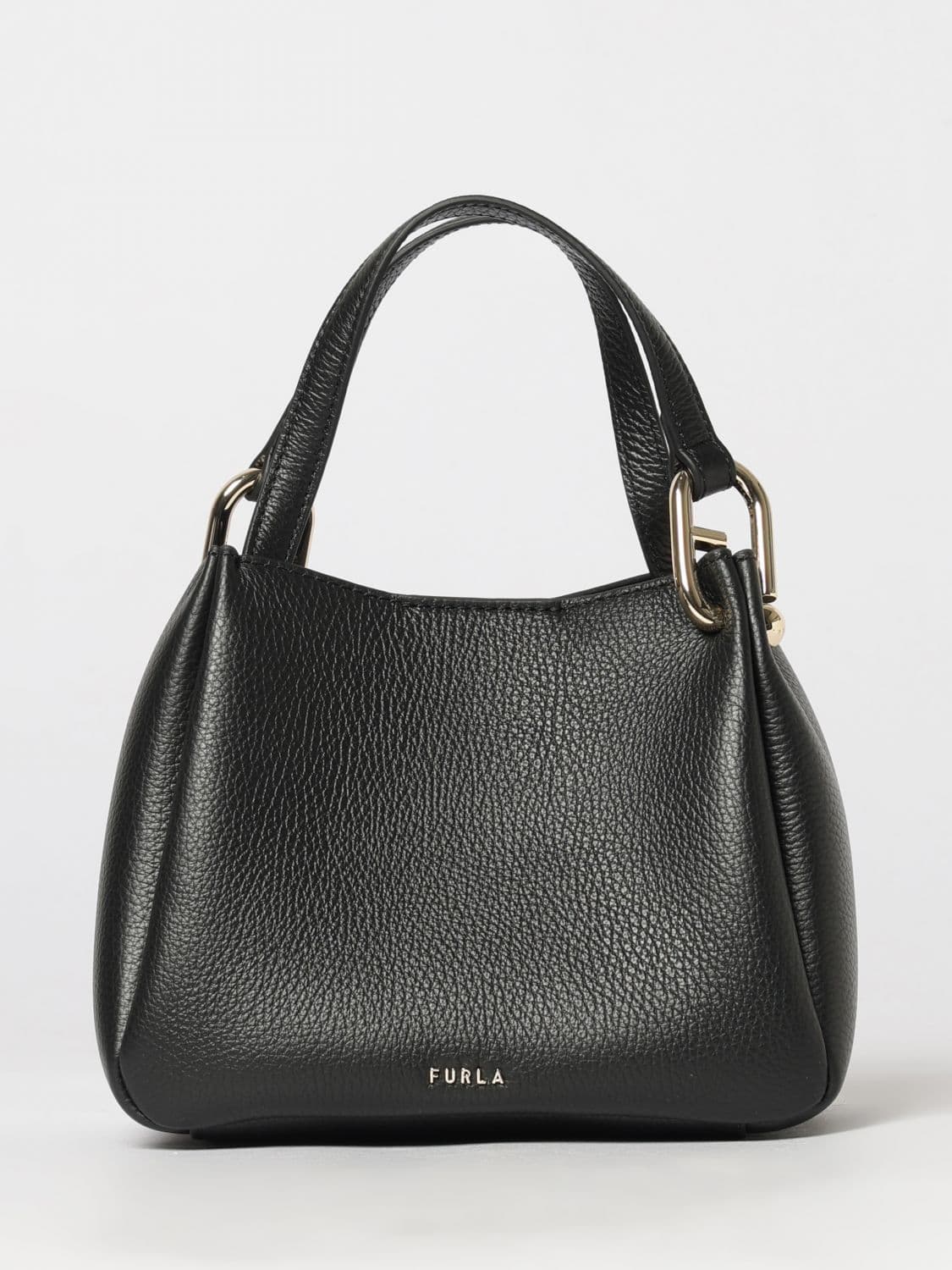 Furla Nuvola Mini Leather Bag with Double Handle and Adjustable Shoulder Strap