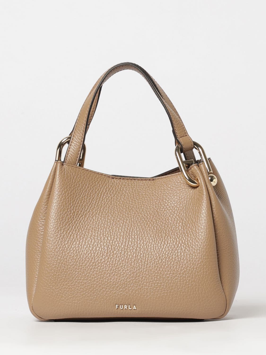 Furla Nuvola Mini Leather Bag with Double Handle and Adjustable Shoulder Strap
