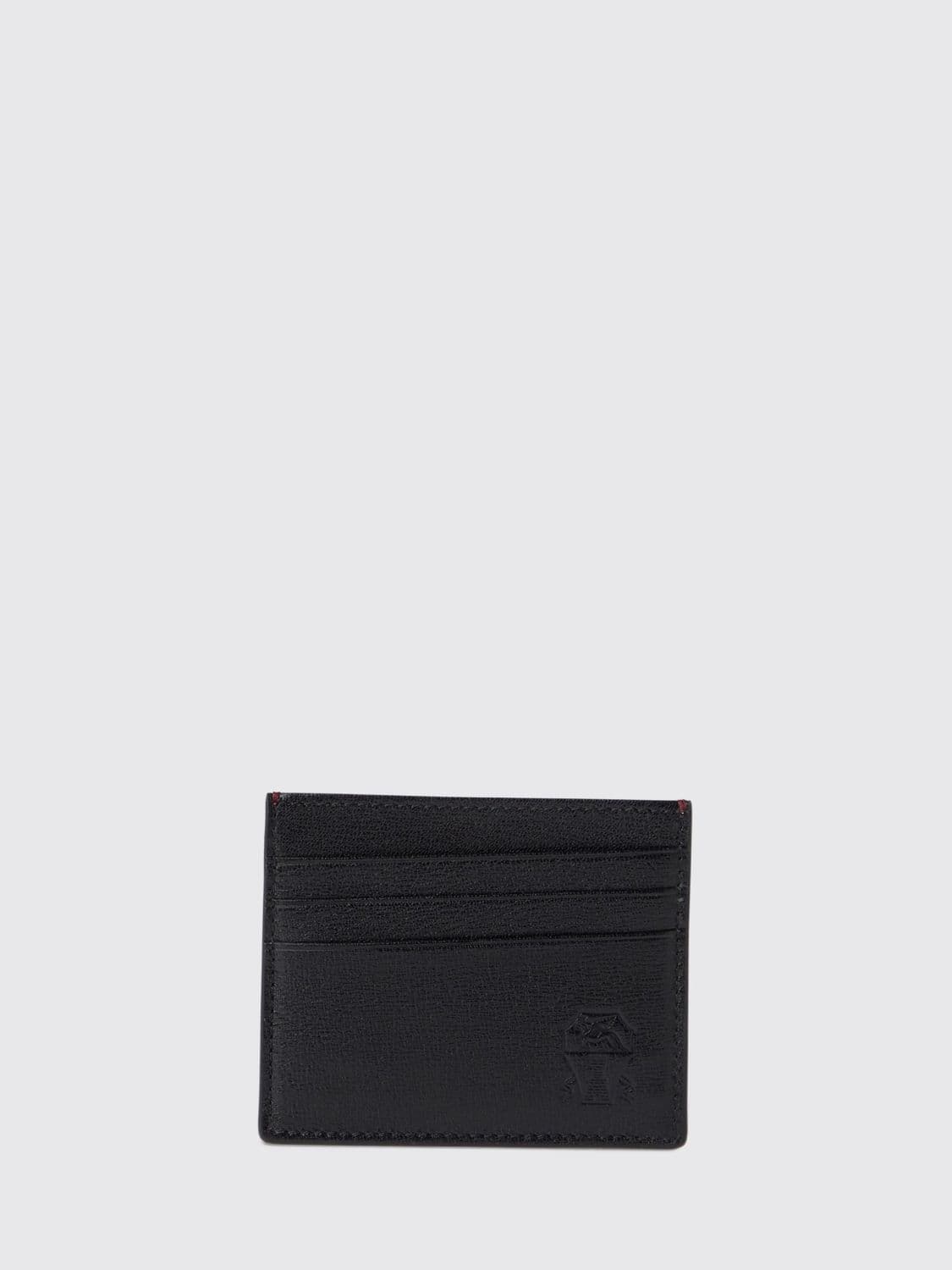 Brunello Cucinelli Flat Calfskin Leather Card Holder with Embossed Logo