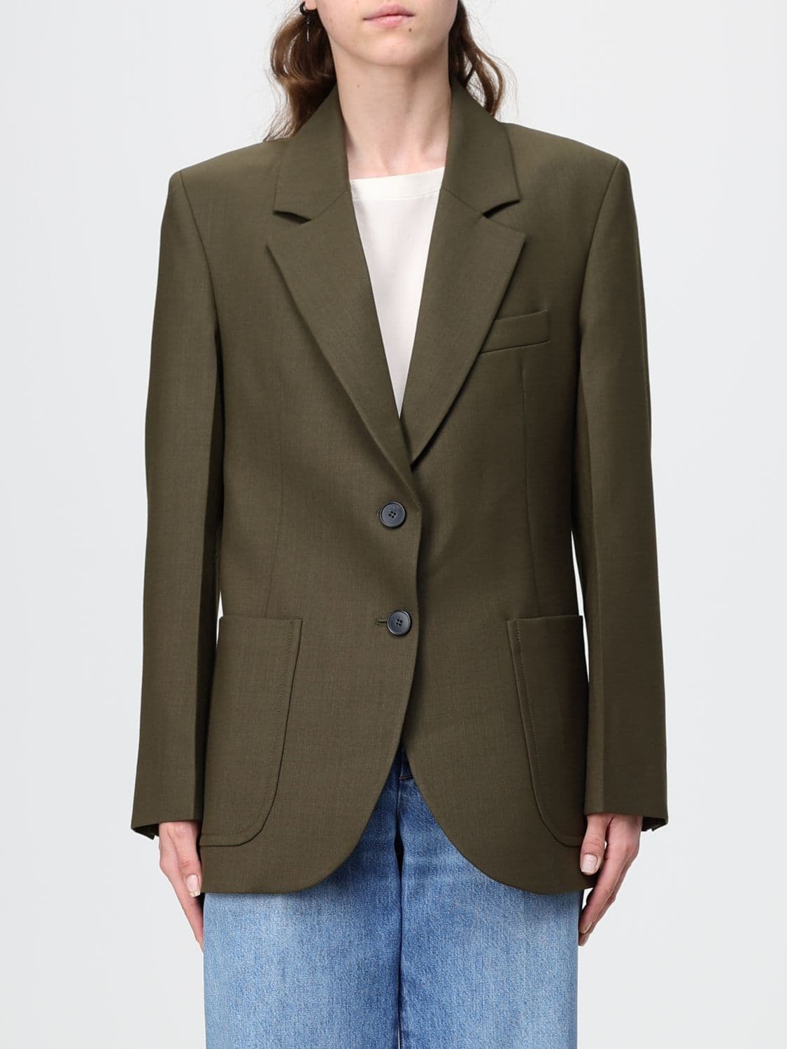 Victoria Victoria Beckham Single-Breasted Virgin Wool Blazer with Padded Shoulders · 8