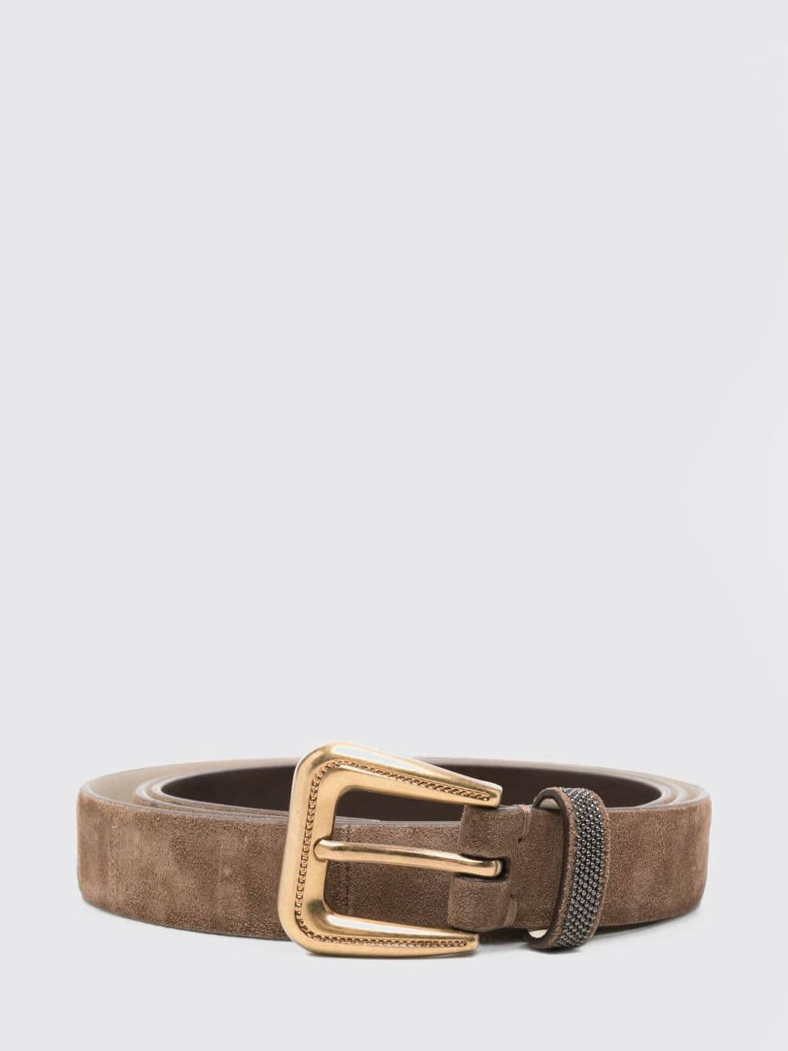 Brunello Cucinelli Suede Calfskin Belt with Jewelled Embroidery