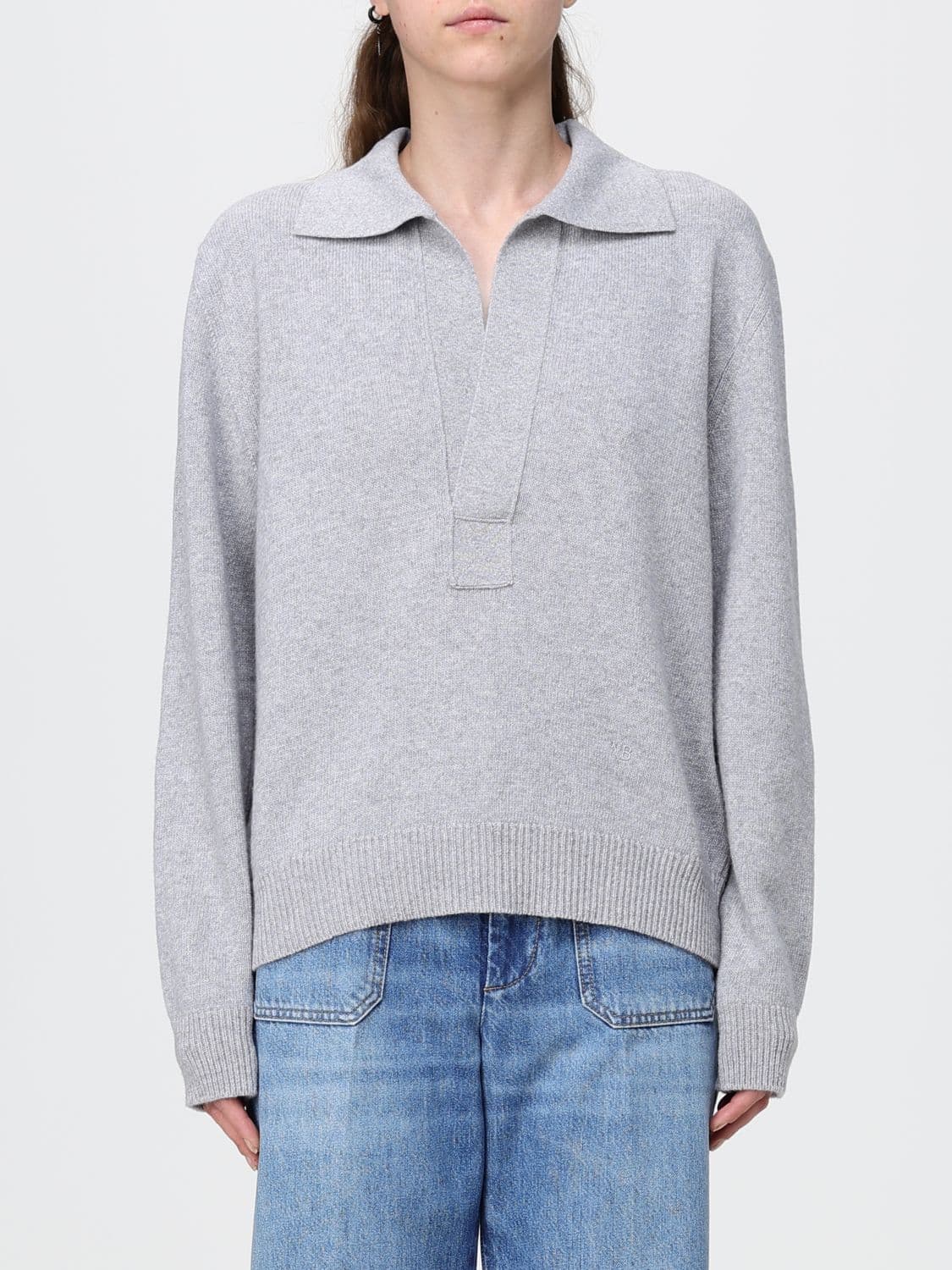 Victoria Victoria Beckham V-Neck Merino Wool and Cashmere Blend Knit Polo