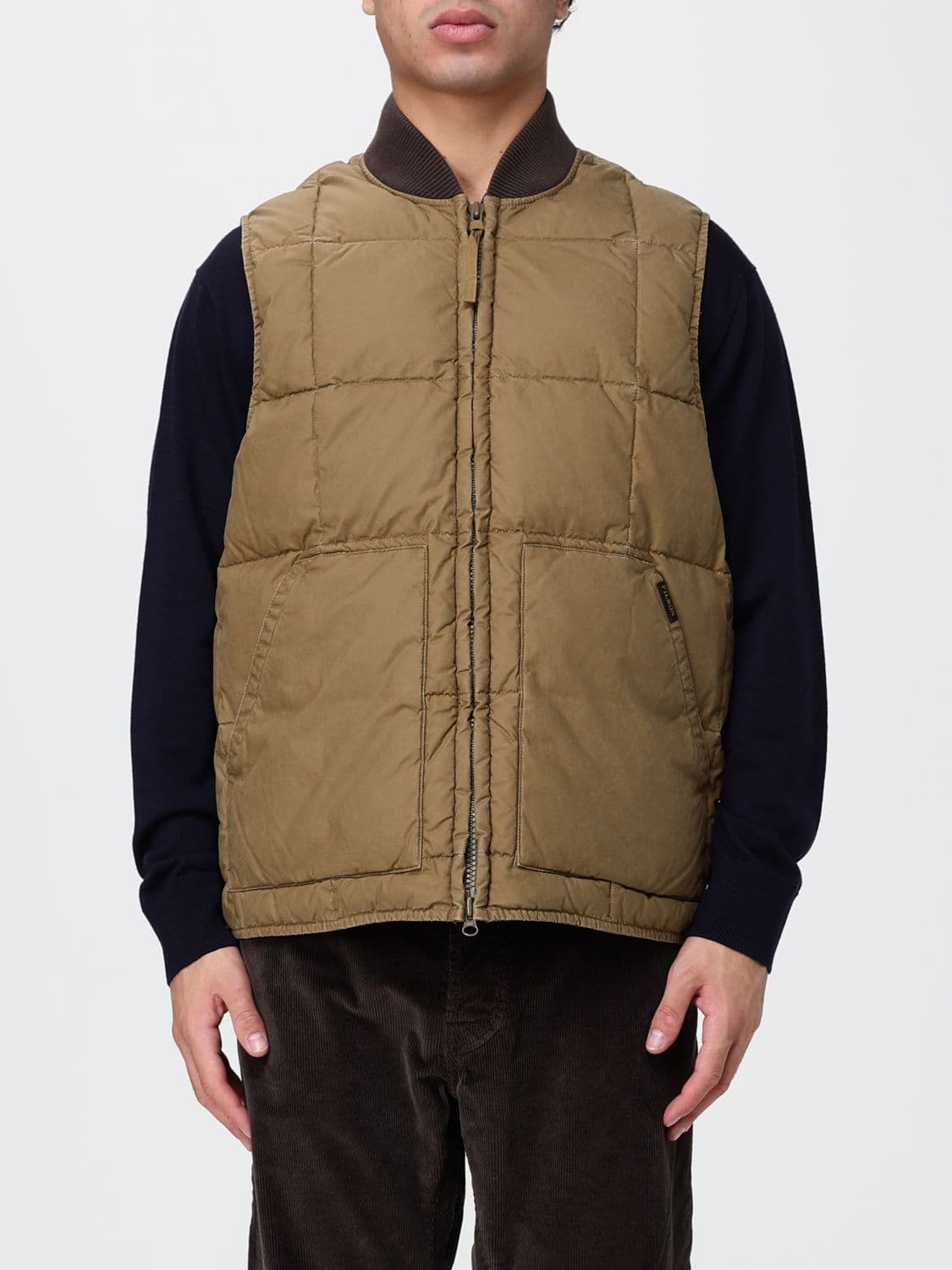 Filson Heritage Quilted Padded Bomber Vest with Embroidered Logo