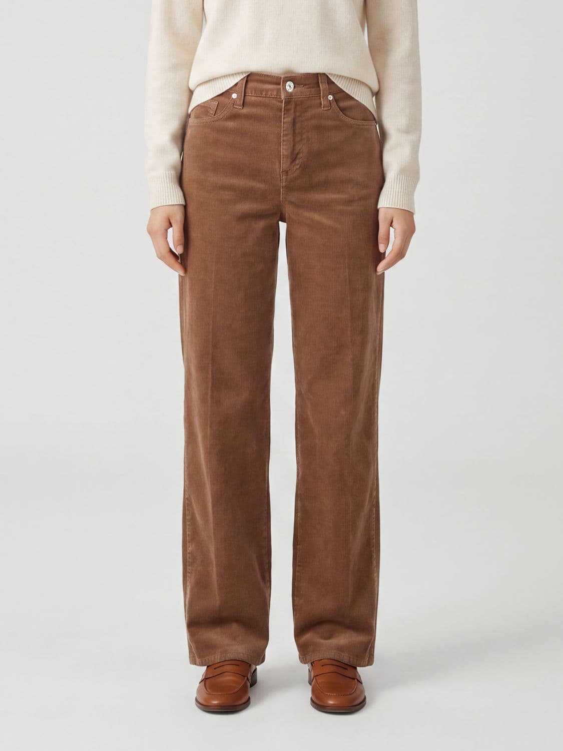 7 For All Mankind Lotta High-Waisted Straight Leg Corduroy Jeans