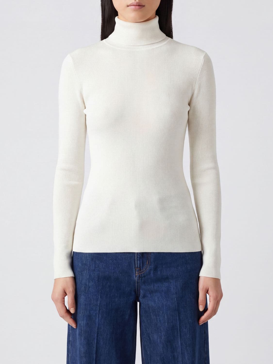 Max Mara Ribbed Wool Slim Fit Turtleneck Jumper