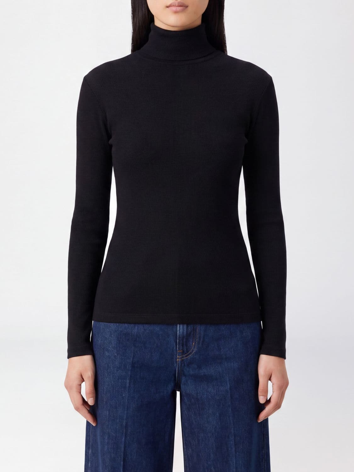 Max Mara Ribbed Wool Slim Fit Turtleneck Jumper