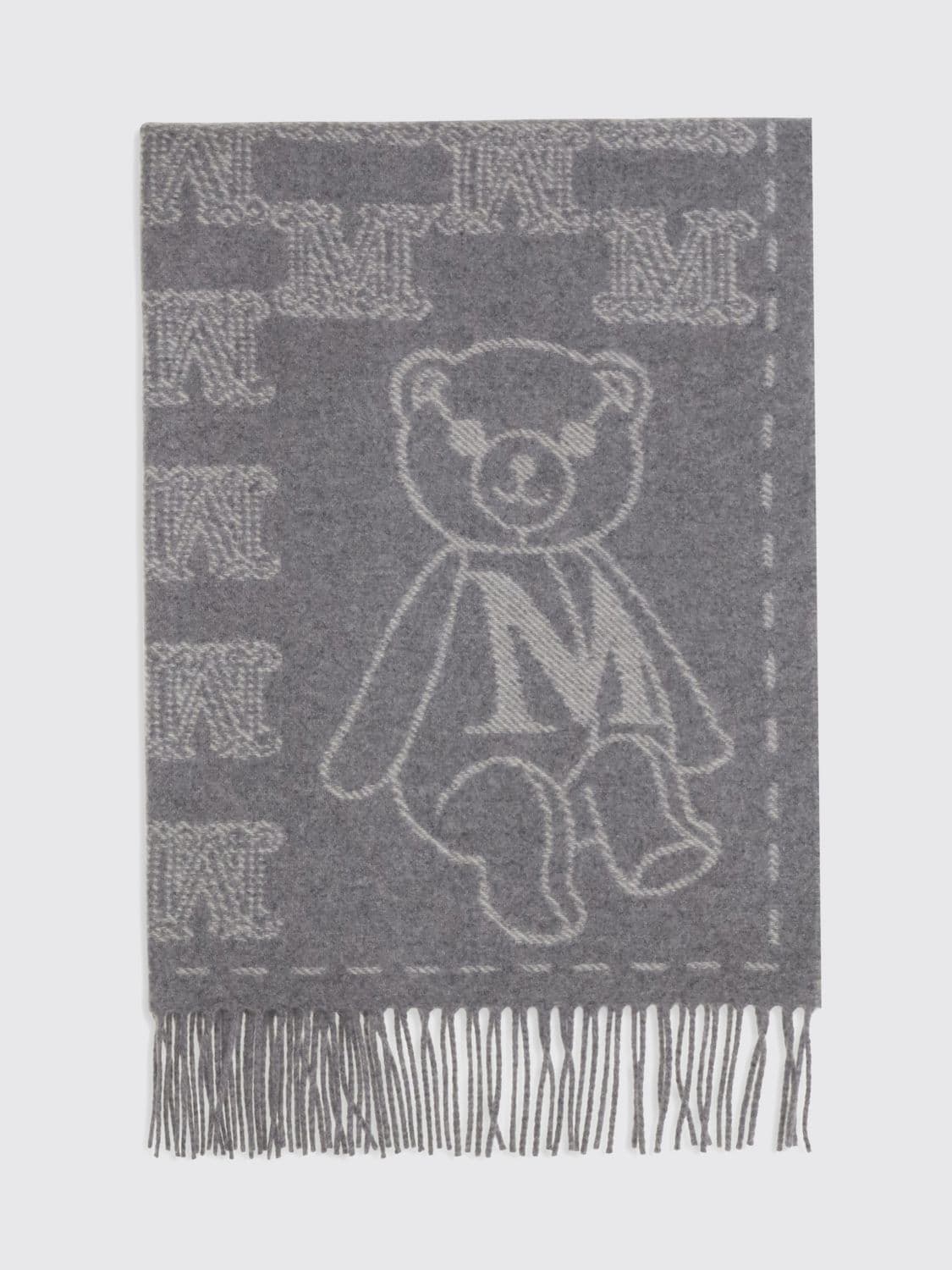 Max Mara Charme Cashmere Stole with Jacquard Monogram and Fringed Hem