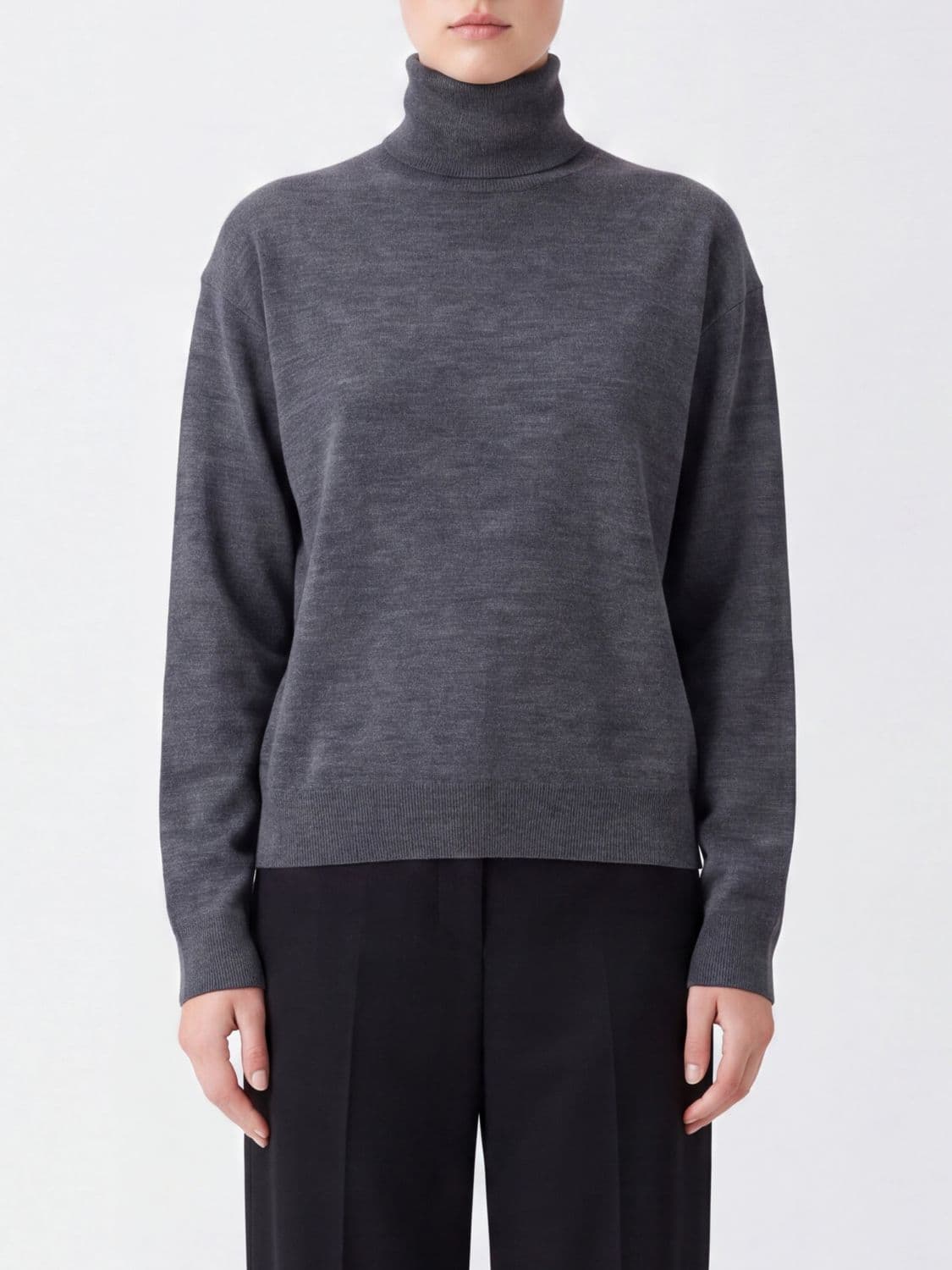 Semicouture Virgin Wool Turtleneck Jumper with Dropped Shoulders
