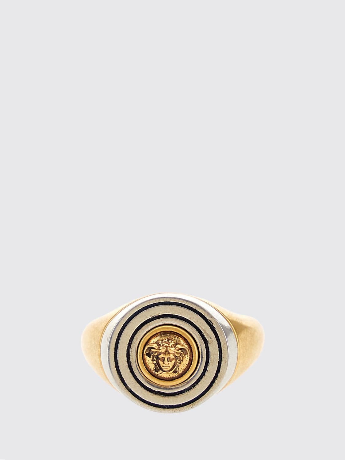 Versace Orbit Gold-Tone Brass Ring with Iconic Medusa Head Detail