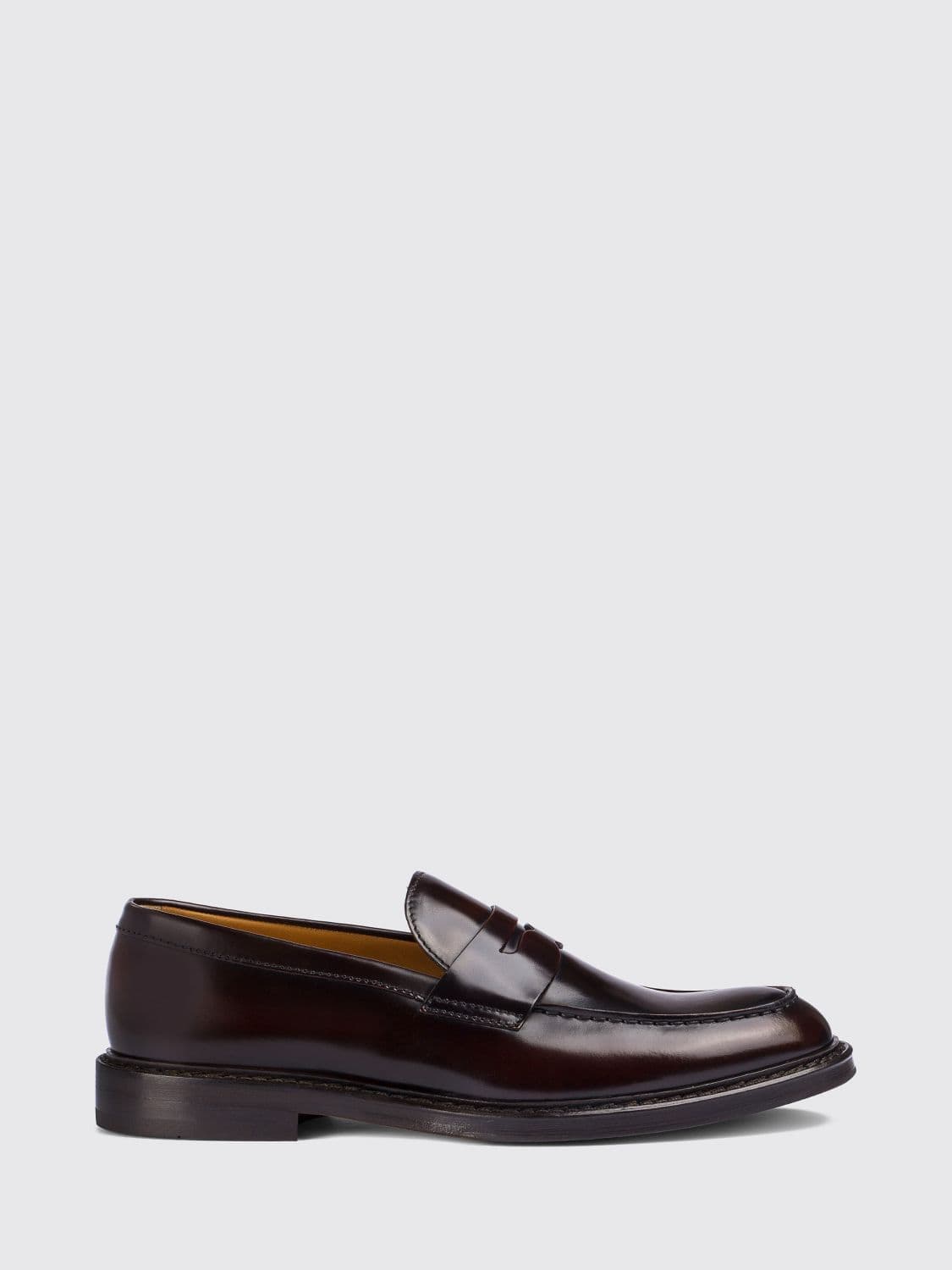 Doucal's Penny Loafers in Brushed Calfskin with Saddle Strap