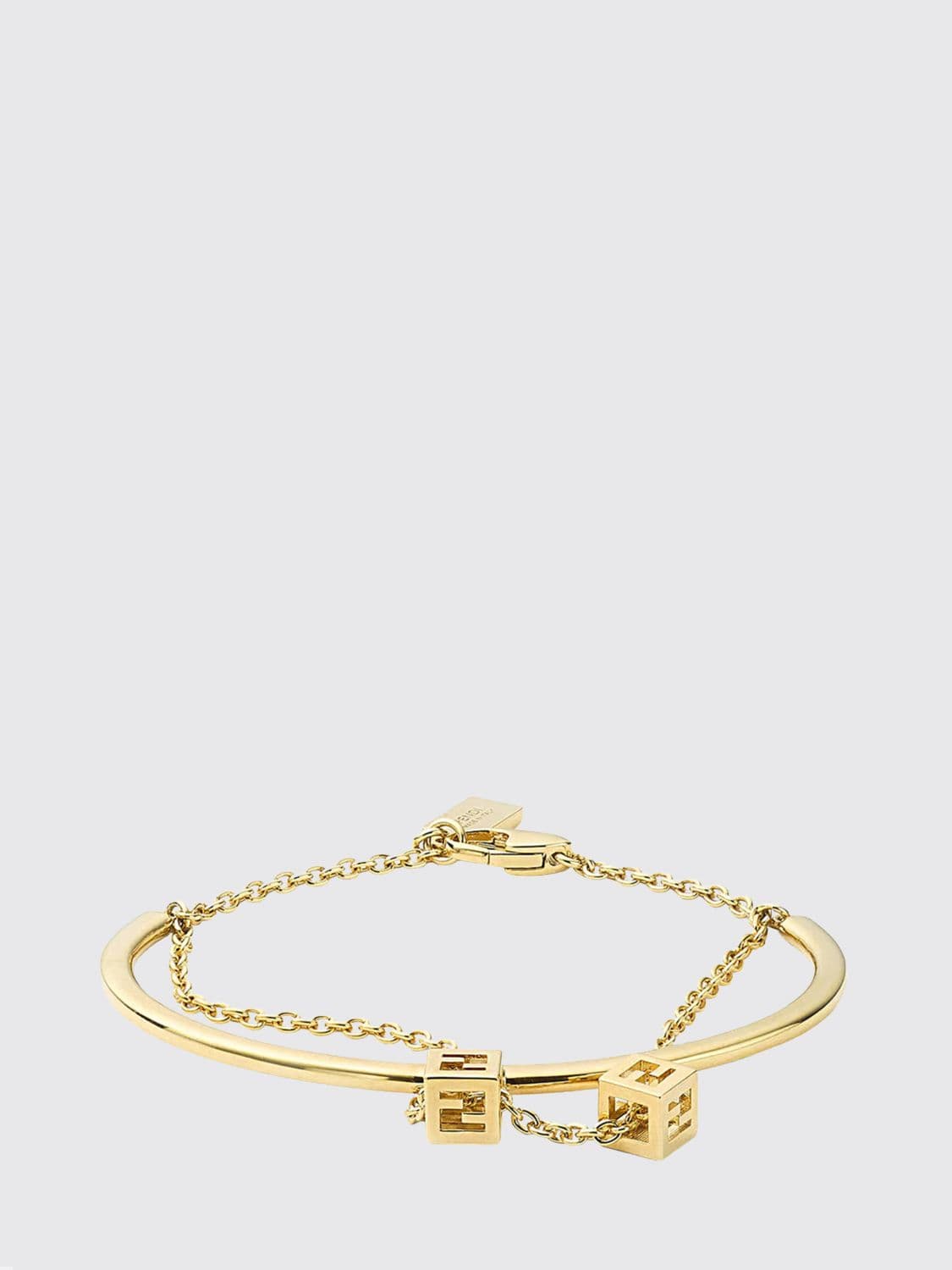 Fendi Faces Gold-Tone Bronze Bracelet with FF Monogram Detail