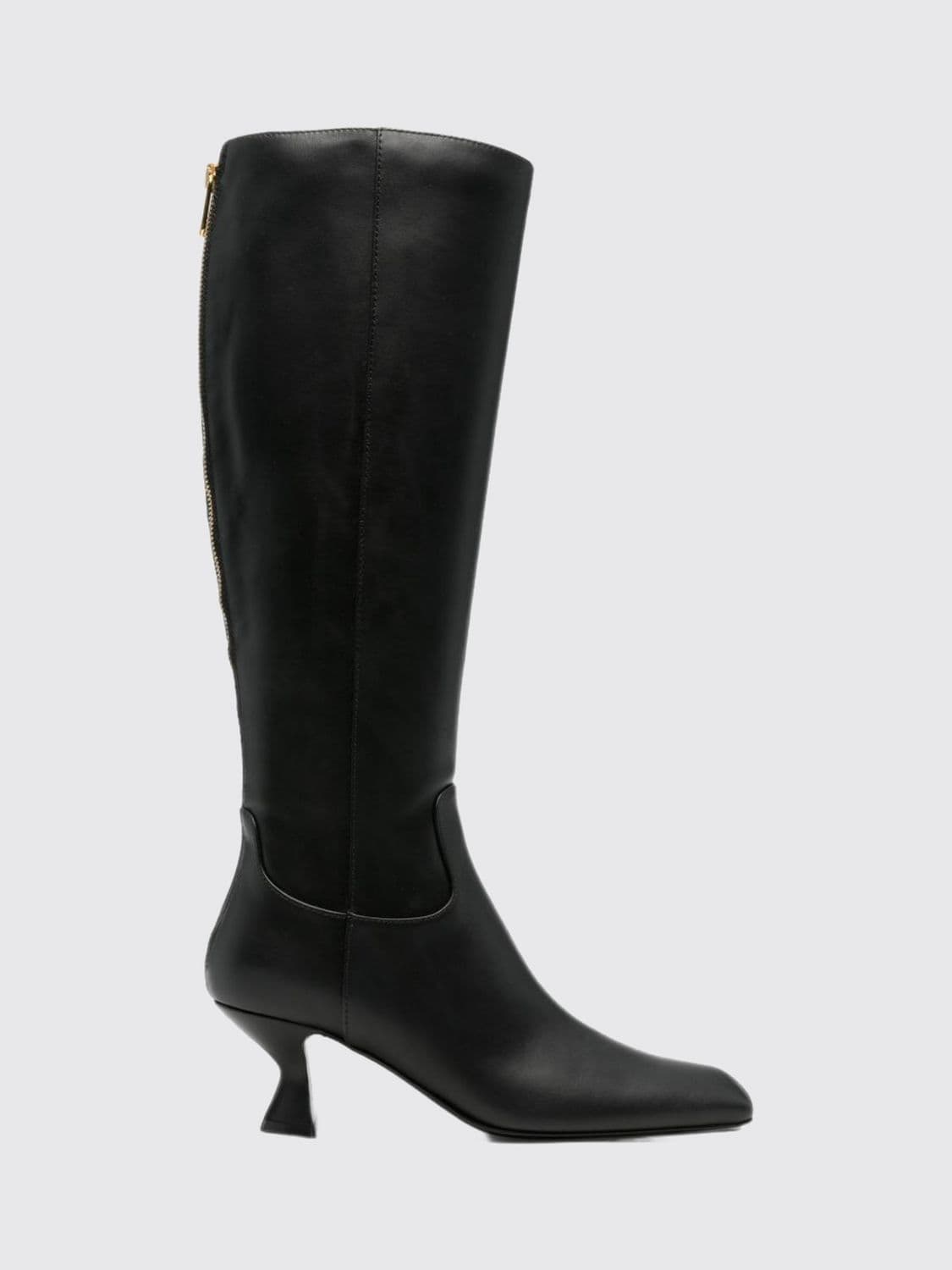 Sergio Rossi Smooth Leather Knee-High Boots with Square Toe and Spool Heel