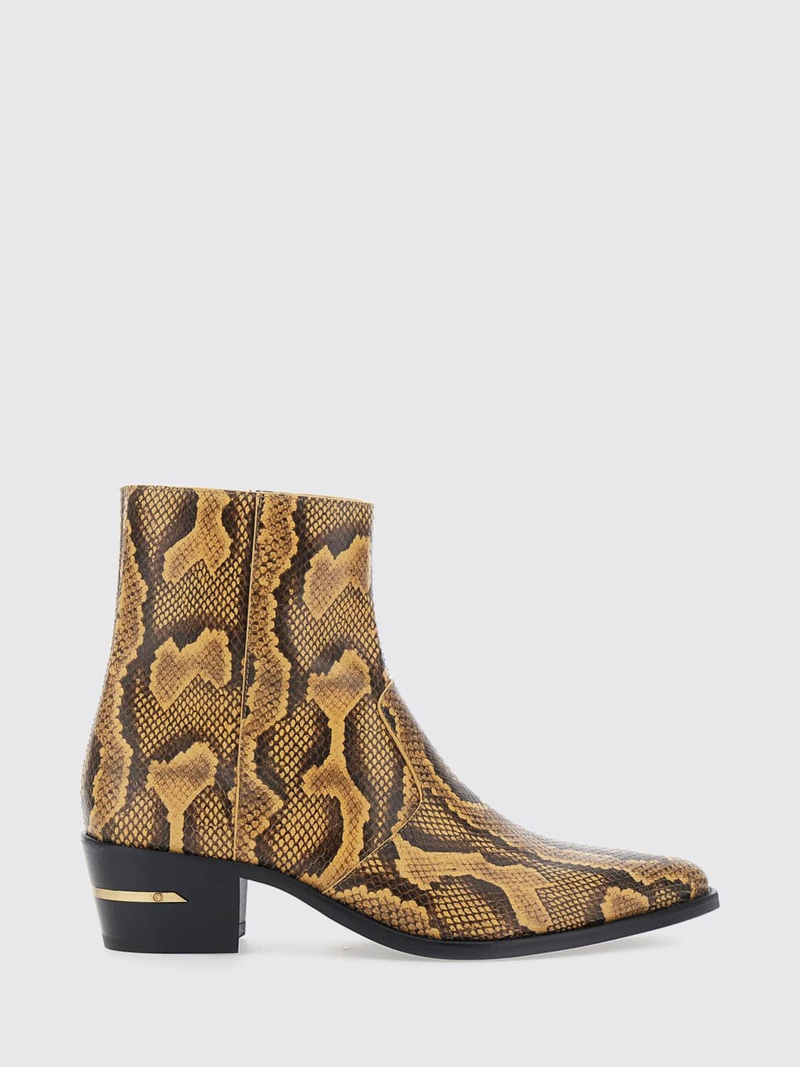 Amiri Python-Print Leather Western Ankle Boots with Tapered Toe