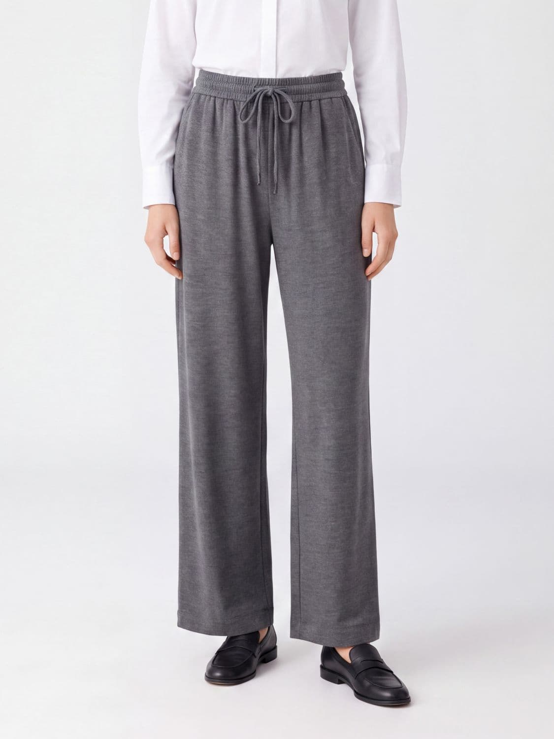 Brunello Cucinelli High-Waisted Cotton and Silk Wide Leg Trousers with Drawstring