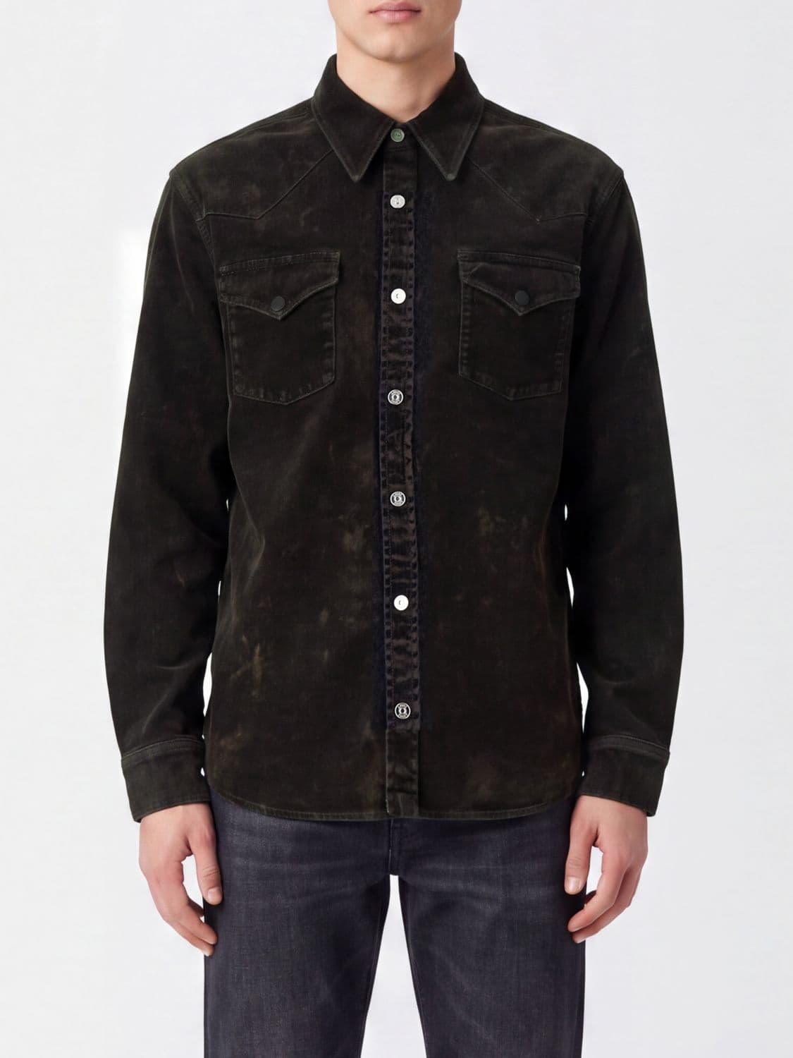 Amiri Cotton Denim Shirt with Patch Pockets and Classic Collar