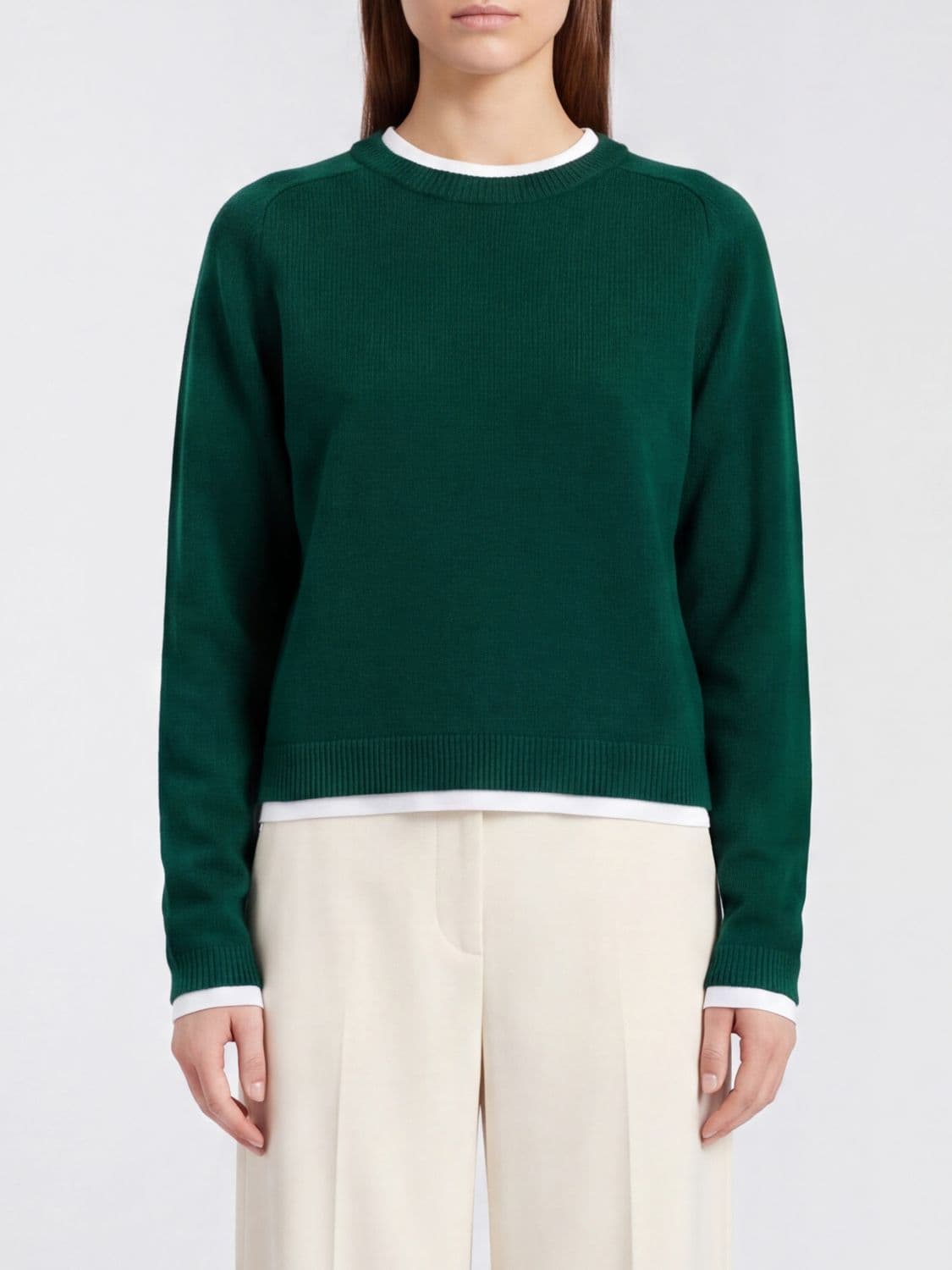 Semicouture Wool and Cashmere Blend Crewneck Jumper with Ribbed Trims