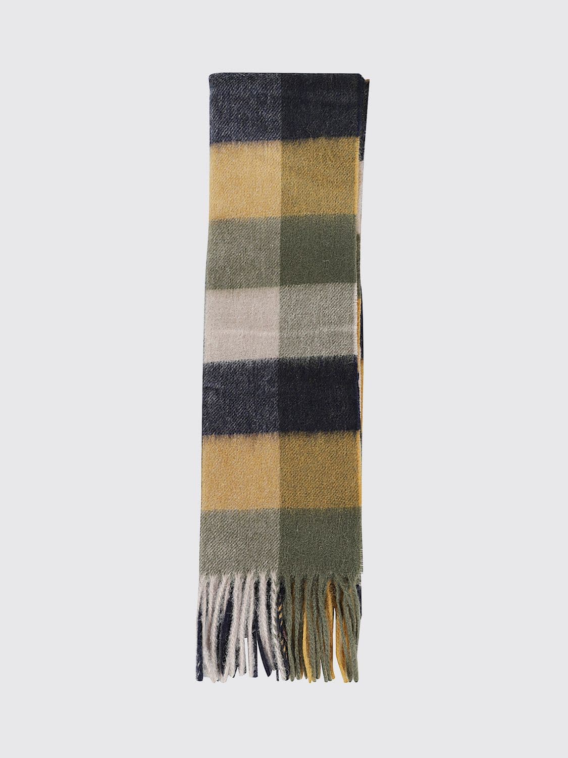 Barbour Check 100% Lambswool Scarf with Fringed Ends · OS
