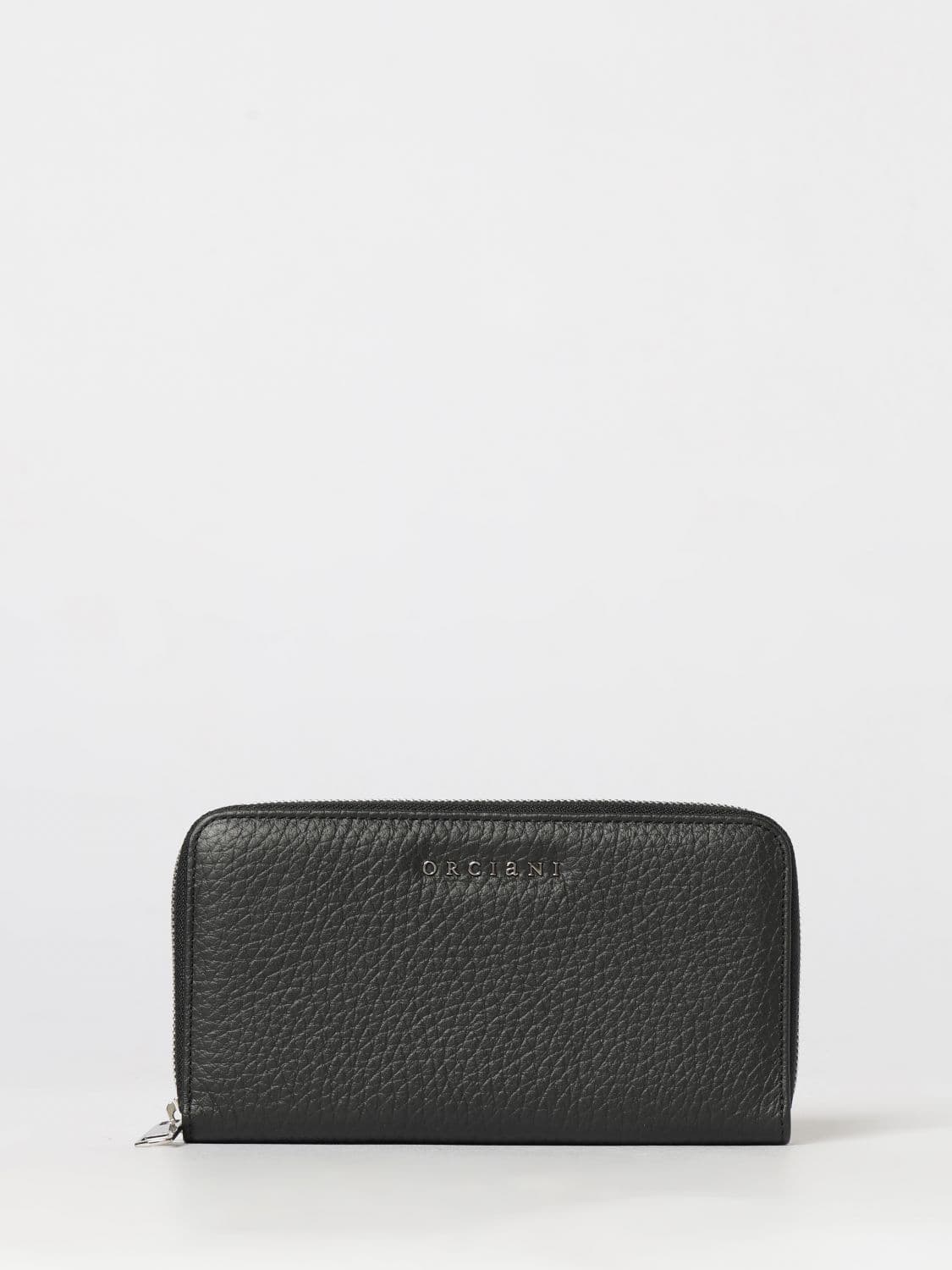Orciani Large Continental Wallet in Hammered Leather with Zip-Around Closure · OS