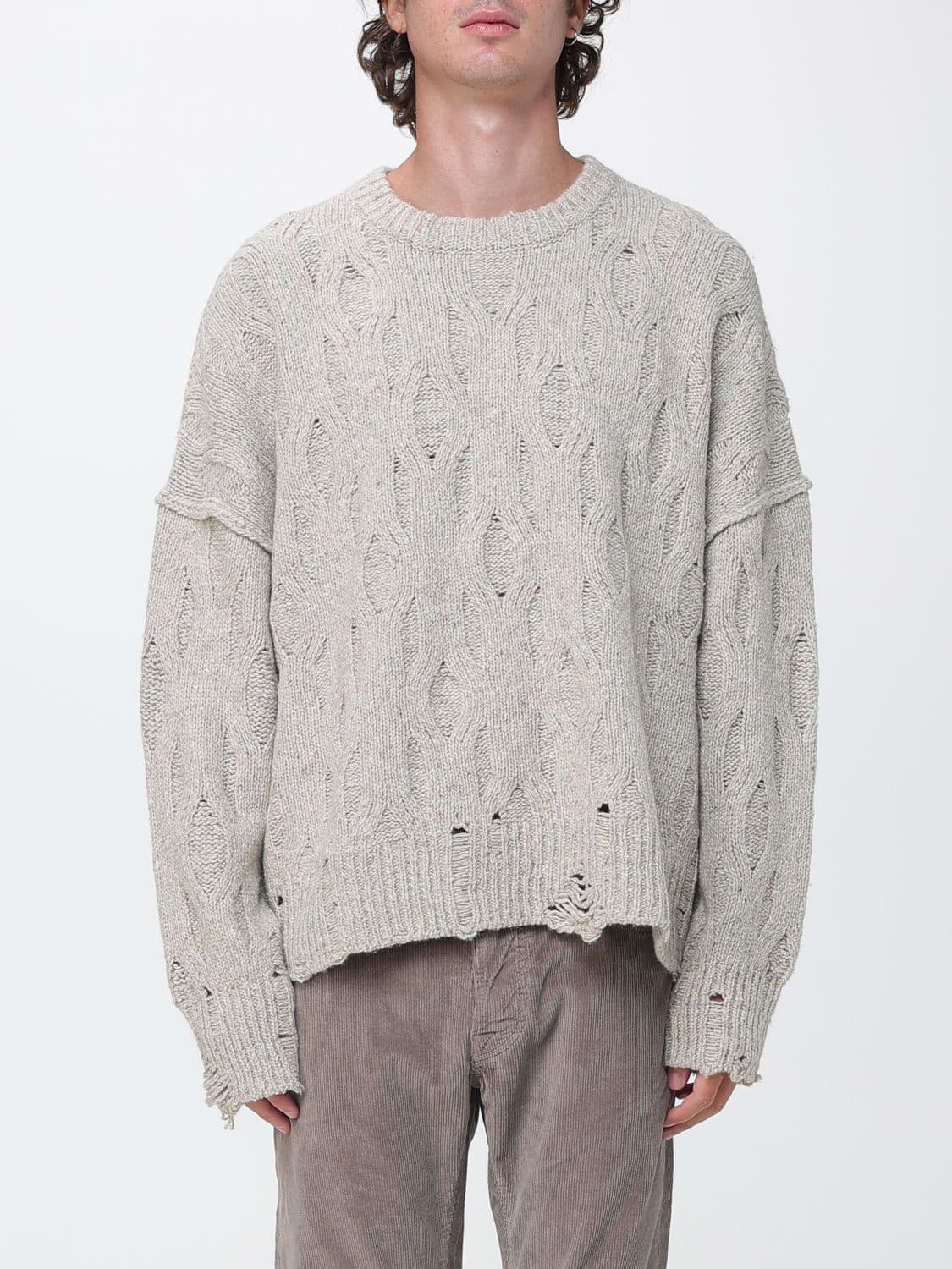 Represent Relaxed-Fit Distressed Wool-Blend Crew-Neck Jumper