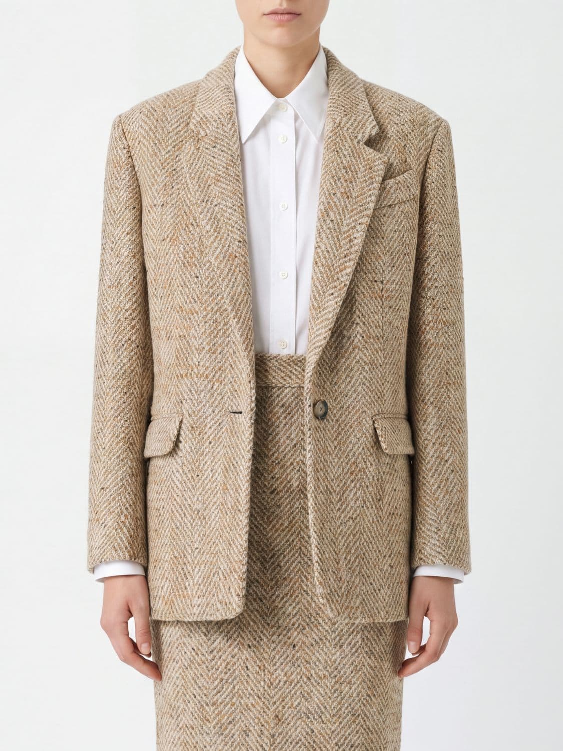 Isabel Marant Etoile Single-Breasted Cotton Blazer with Bicolor Abstract Pattern
