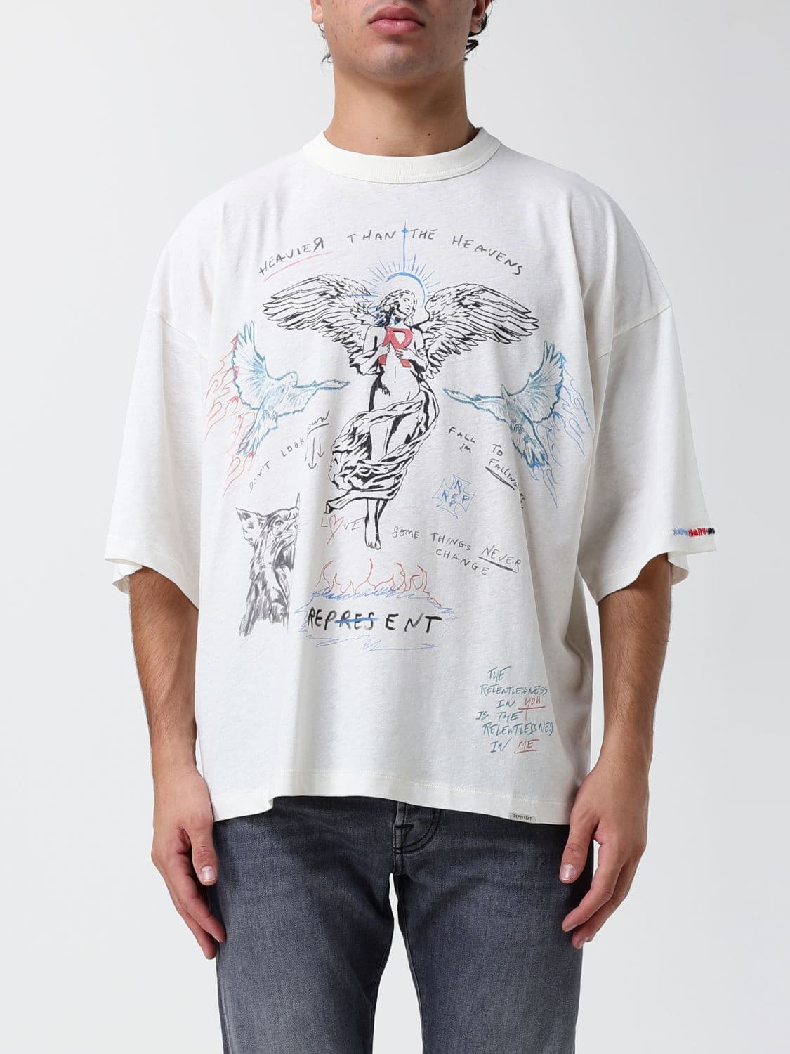 Represent Relaxed Fit Cotton T-Shirt with Graphic Print