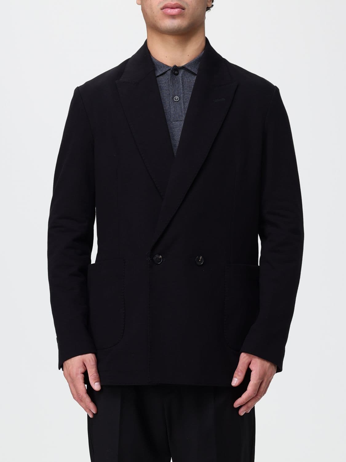 Circolo 1901 Double-Breasted Stretch Cotton Blazer with Patch Pockets