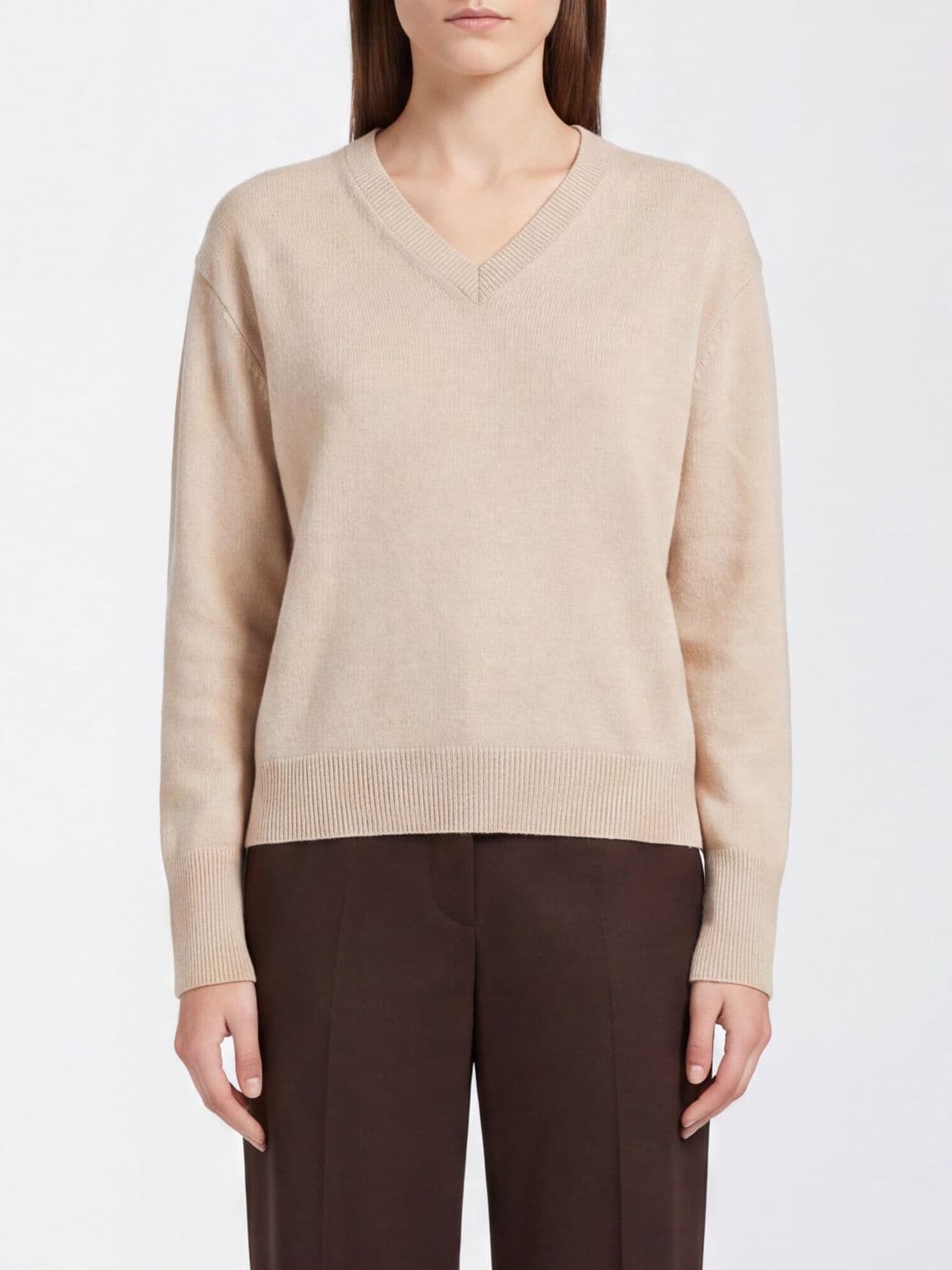 's Max Mara V-Neck Jumper in Pure Cashmere with Dropped Shoulders