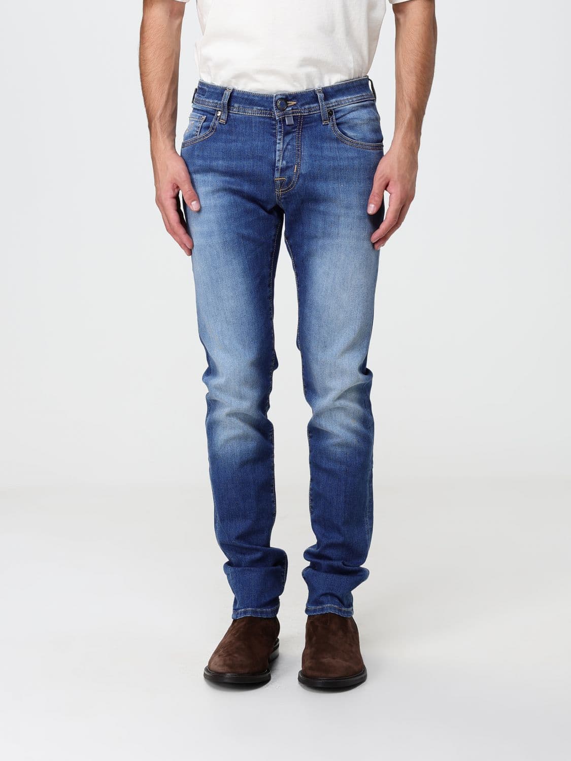 Jacob Cohen Slim Fit Jeans in Cotton Denim with Mid-Rise Waist and Five Pockets