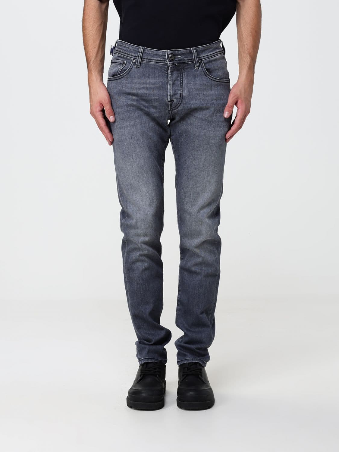 Jacob Cohen Slim Fit Jeans in Cotton Denim with Mid-Rise Waist and Five Pockets