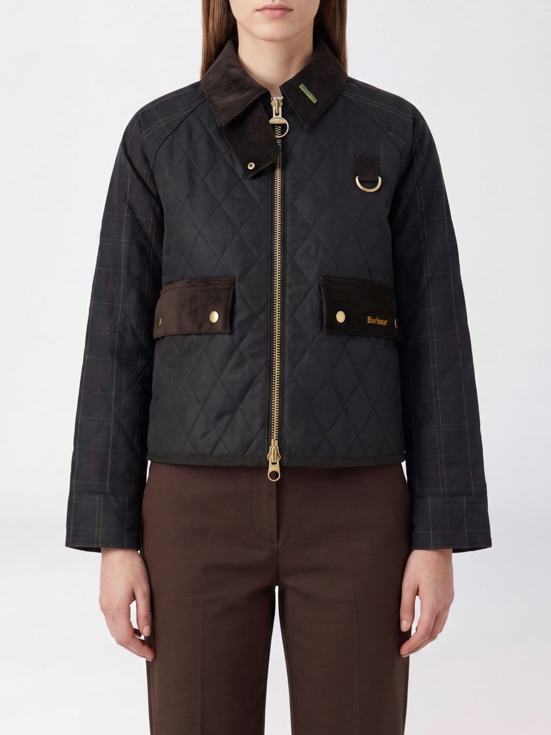 Barbour Spey Short Quilted Jacket in Polyamide with Velvet Collar