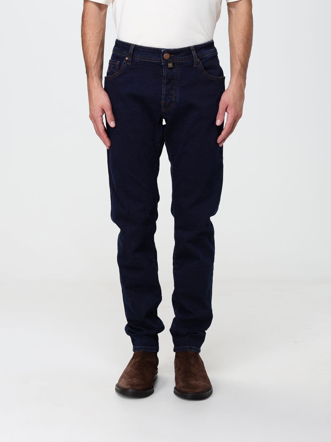 Jacob Cohen Slim Fit Jeans in Cotton Denim with Mid-Rise Waist and Five Pockets