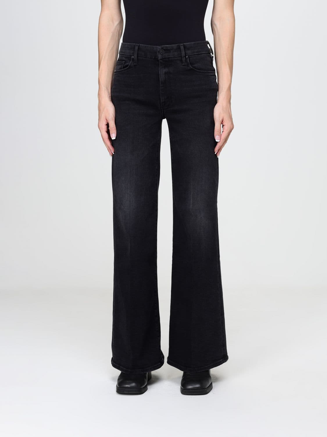 Mother The Roller Sneak High-Waisted Flared Jeans in Five-Pocket Denim